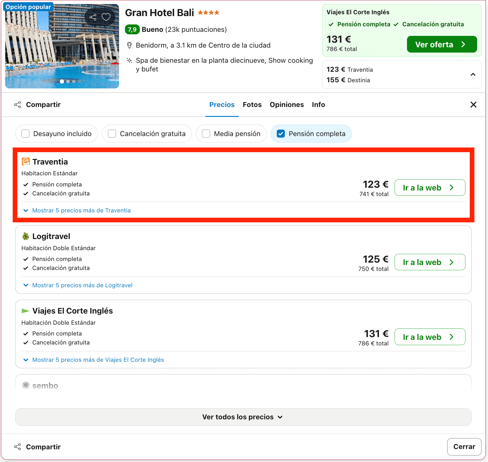 Benidorm: hotel 4* más alto de Europa con todas las comidas incluidas desde 61€ p.p./noche