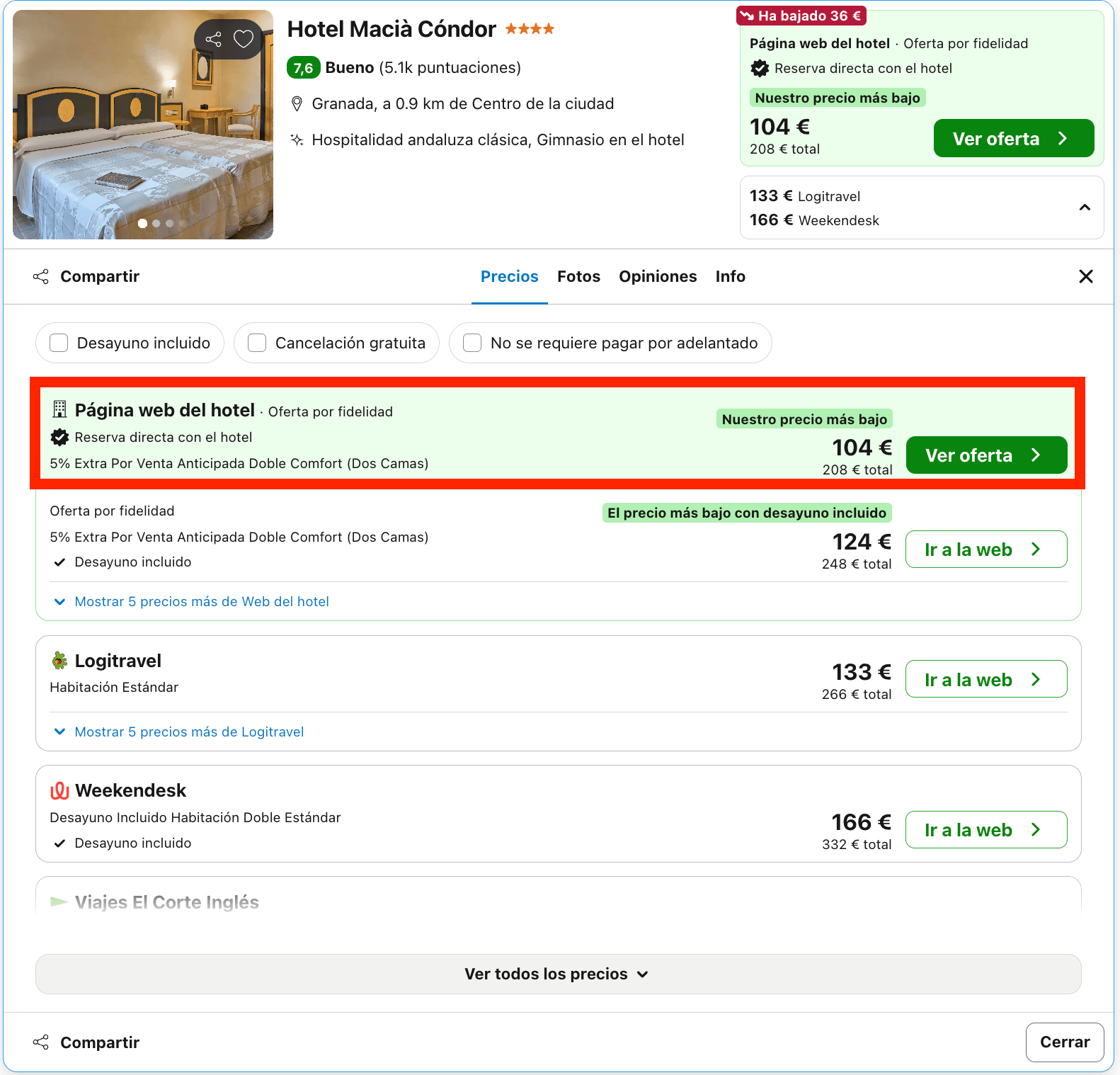 Fin de semana en Granada: hotel 4* en el centro desde 52€ p.p./noche