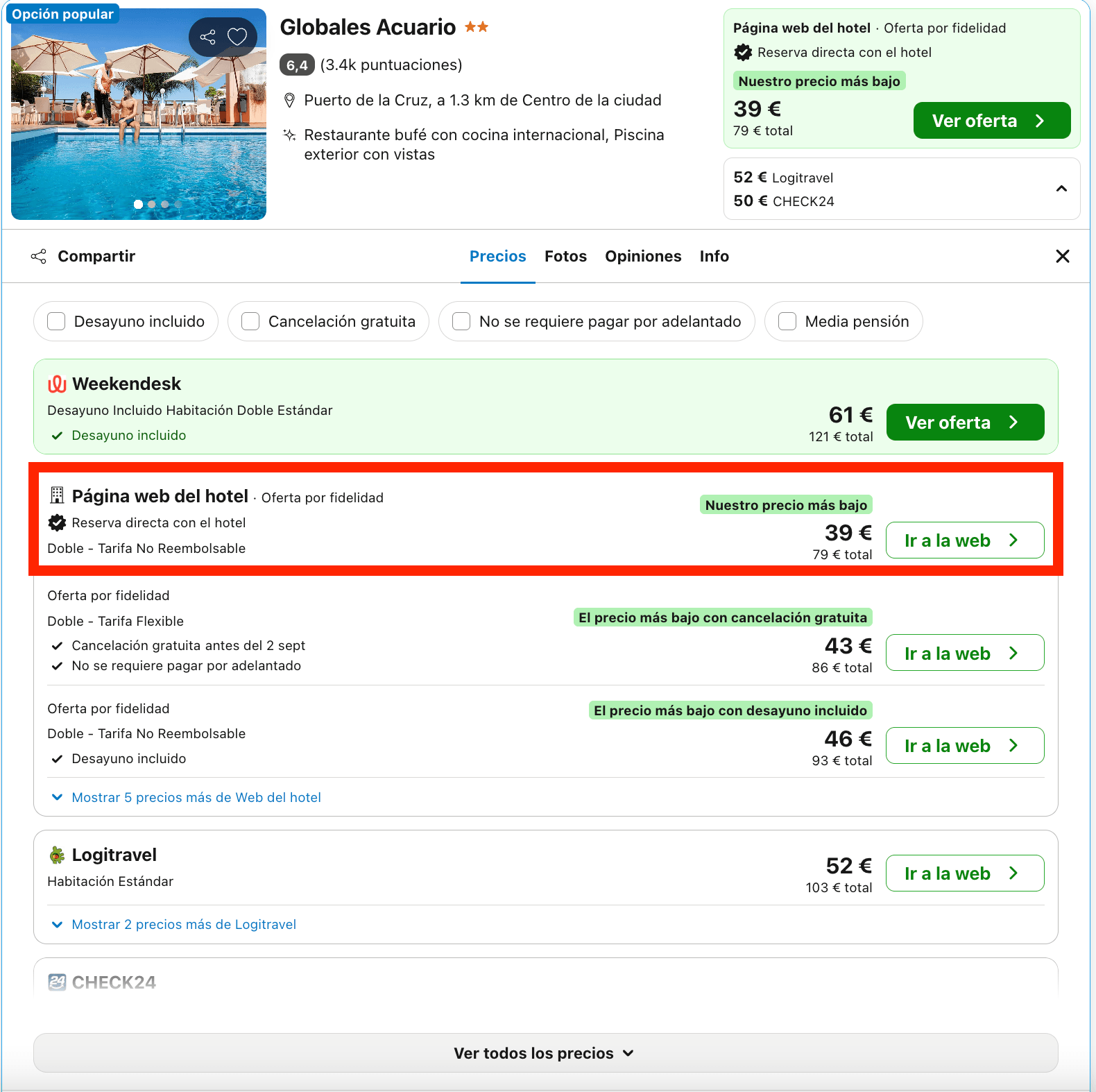 Fin de semana en Tenerife: hotel con media pensión desde 19€ p.p./noche