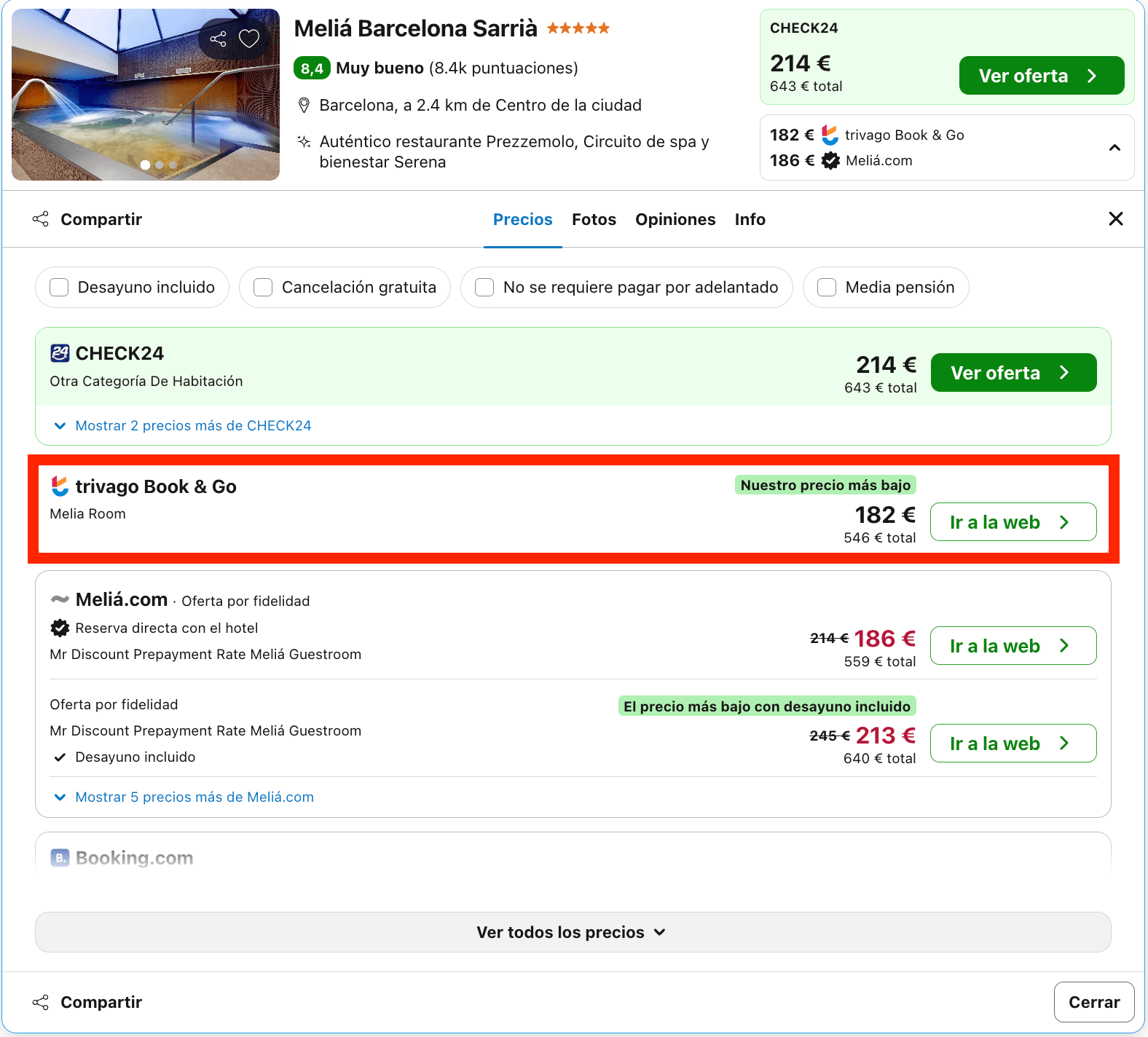Escapada de última hora: hotel Meliá 5* en Barcelona desde 91€ p.p./noche