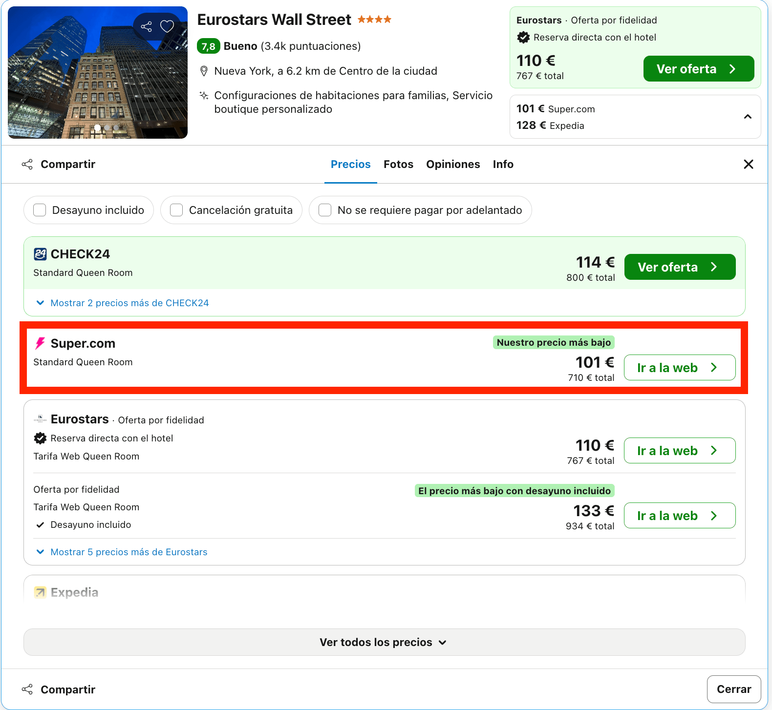 Vuelos directos a Nueva York + 7 noches en un hotel Eurostars 4* en Wall Street desde 782€ p.p.