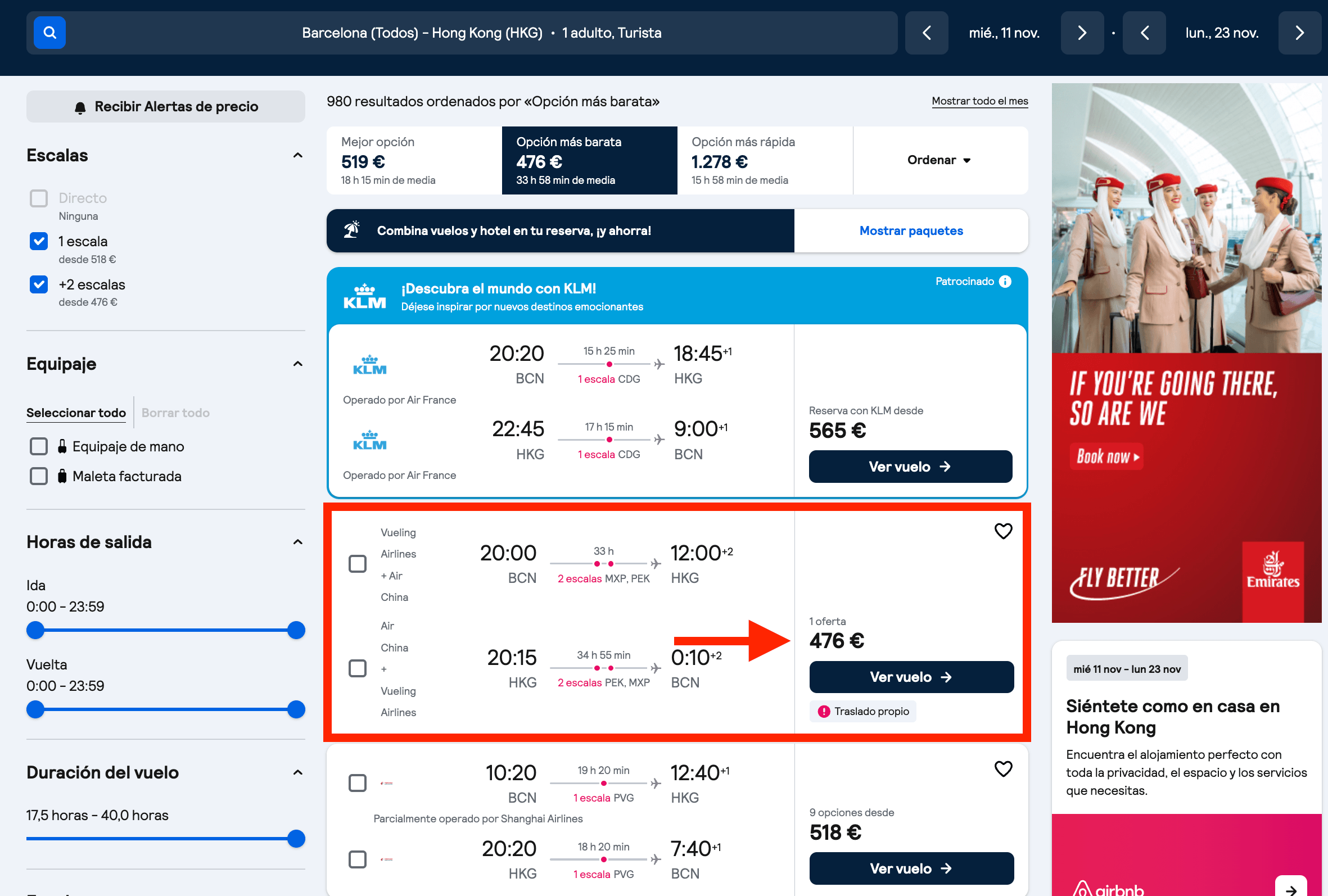 Vuelos a Hong Kong desde Barcelona desde solo 476€ ida y vuelta