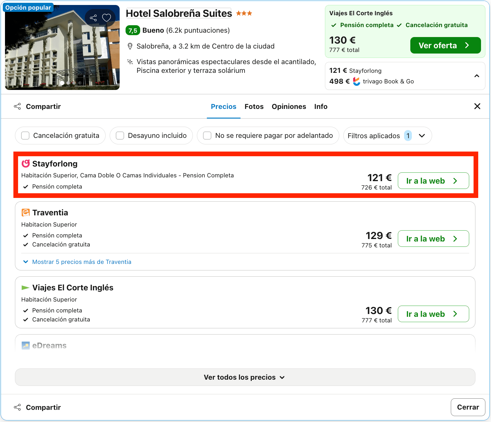 Octubre en un hotel de Salobreña con vistas al mar y todas las comidas incluidas desde 60€ p.p./noche