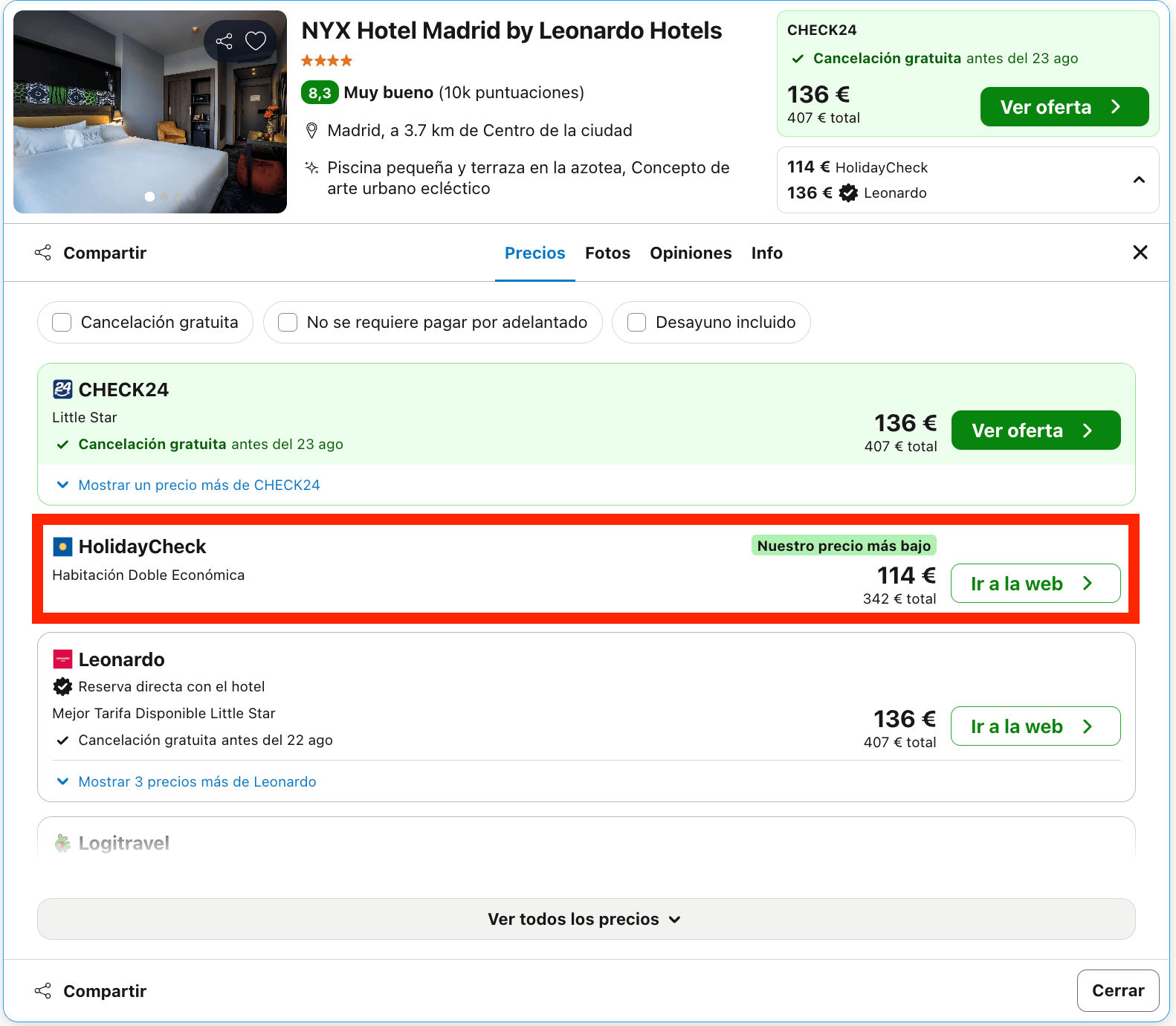 Última hora: hotelazo 4* en Madrid con una piscina espectacular en la azotea desde 57€ p.p./noche