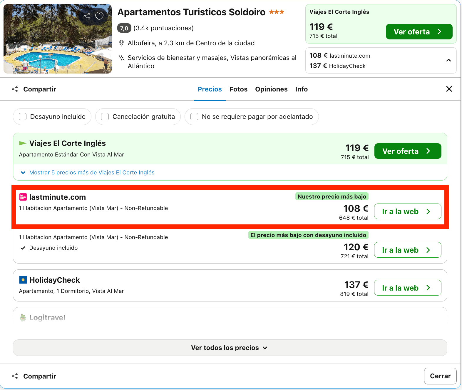 Septiembre en el Algarve (Portugal): aparthotel con vistas al mar desde 54€ p.p./noche