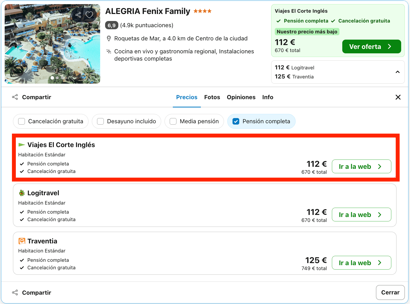 Septiembre en un hotel 4* ubicado en Roquetas de Mar con todas las comidas incluidas desde 56€ p.p./noche