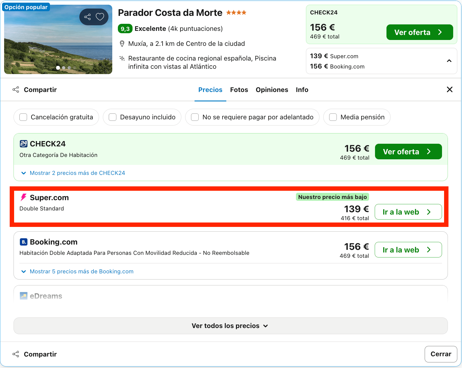 Parador con vistas al mar excavado en una colina mimetizado con el paisaje desde 69€ p.p./noche