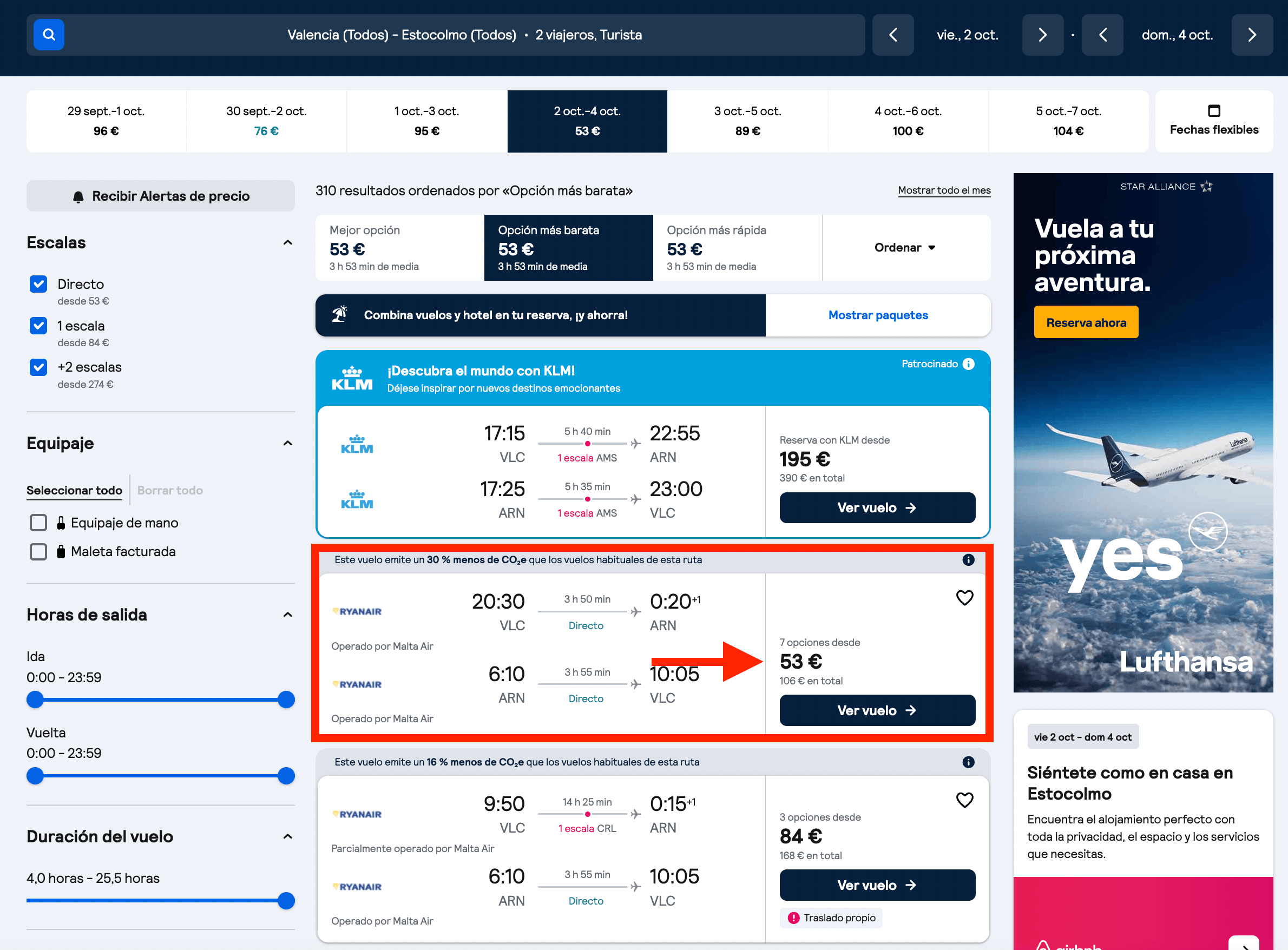Estocolmo: vuelos de ida y vuelta + 2 noches en un hotel 4* por 160€ p.p.