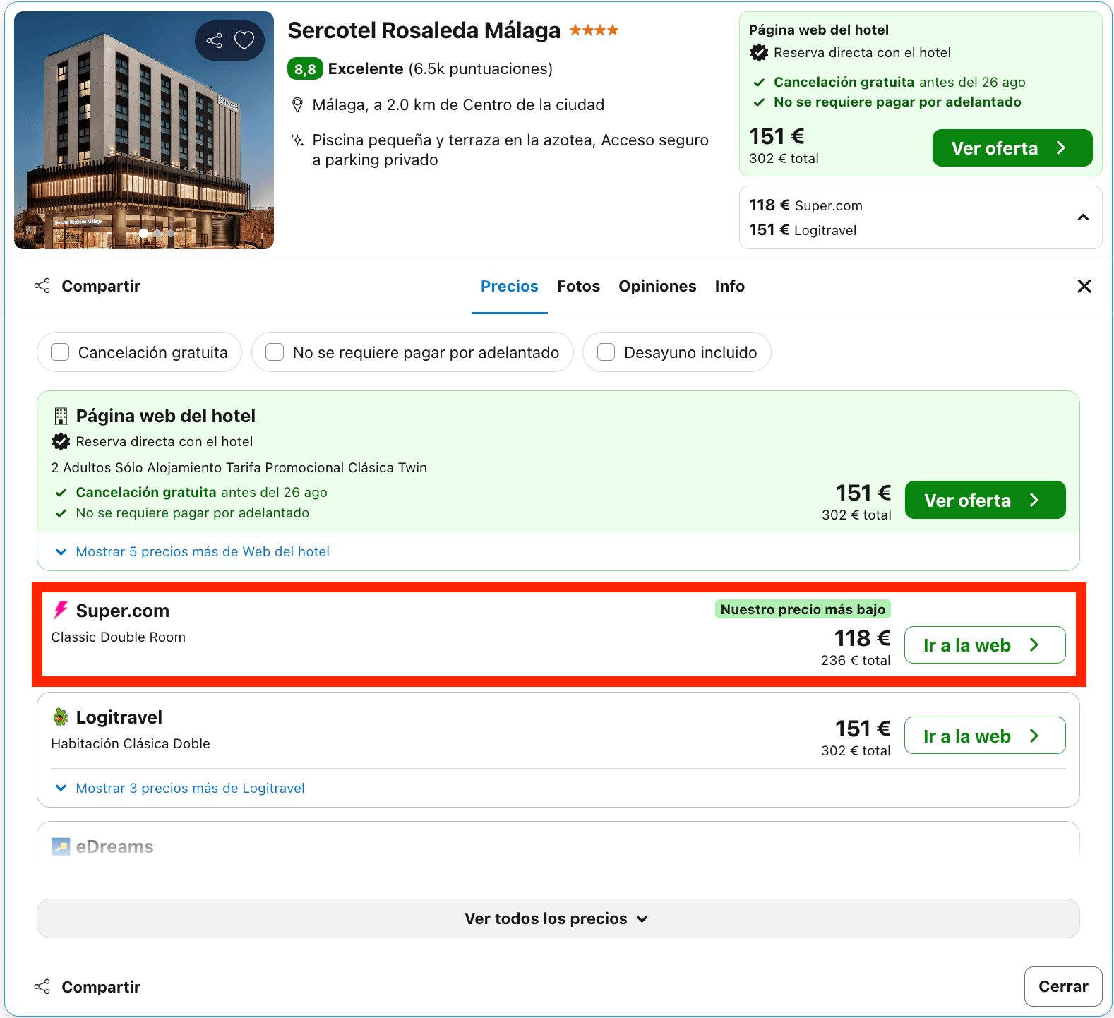 Última hora: espectacular hotel 4* en Málaga desde 59€ p.p./noche