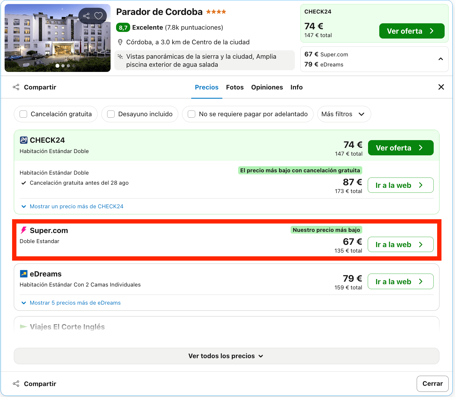 Parador construido sobre las ruinas del palacete de verano de Abderramán I desde 33€ p.p./noche