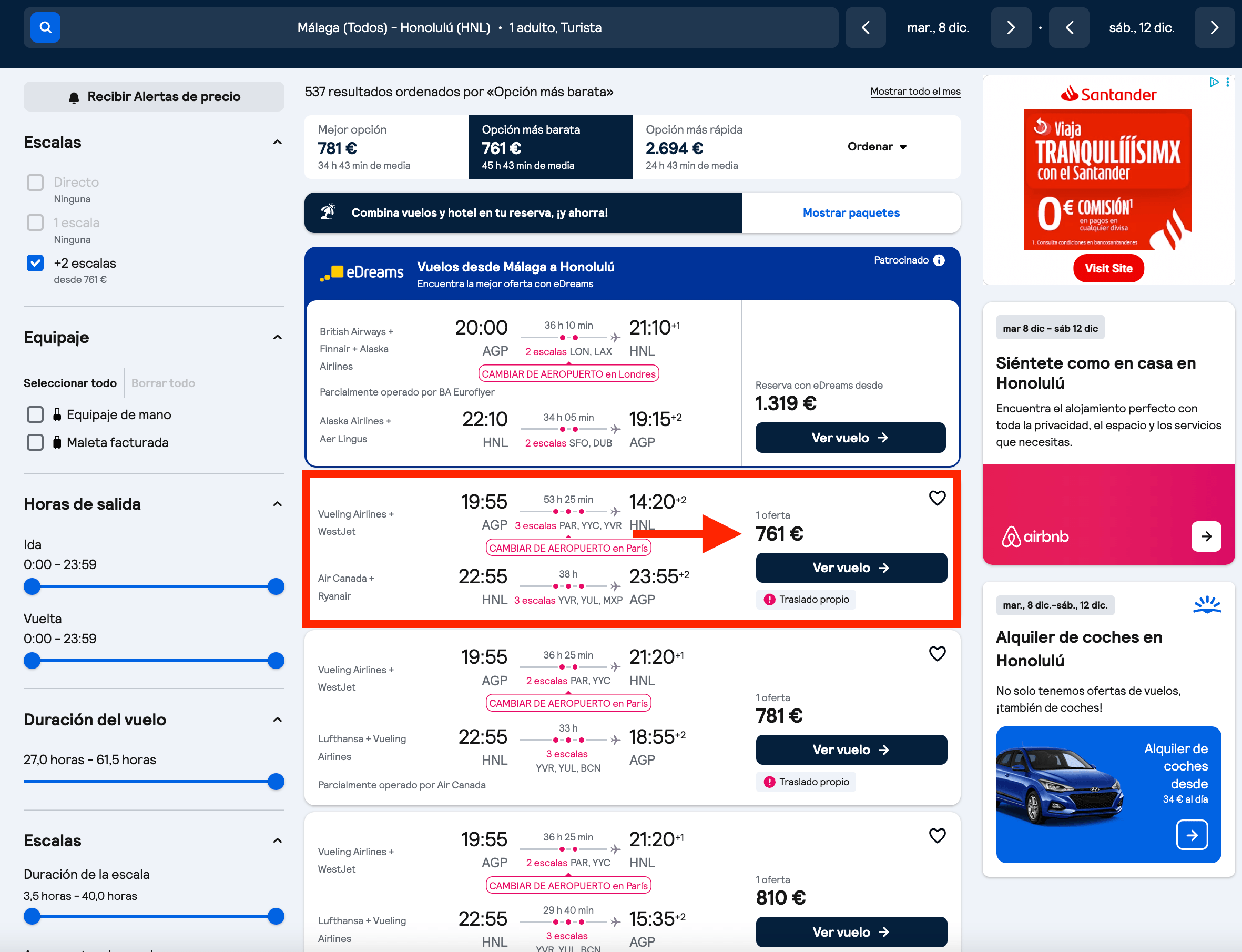 Vuelos de ida y vuelta a Hawaii desde solo 761€