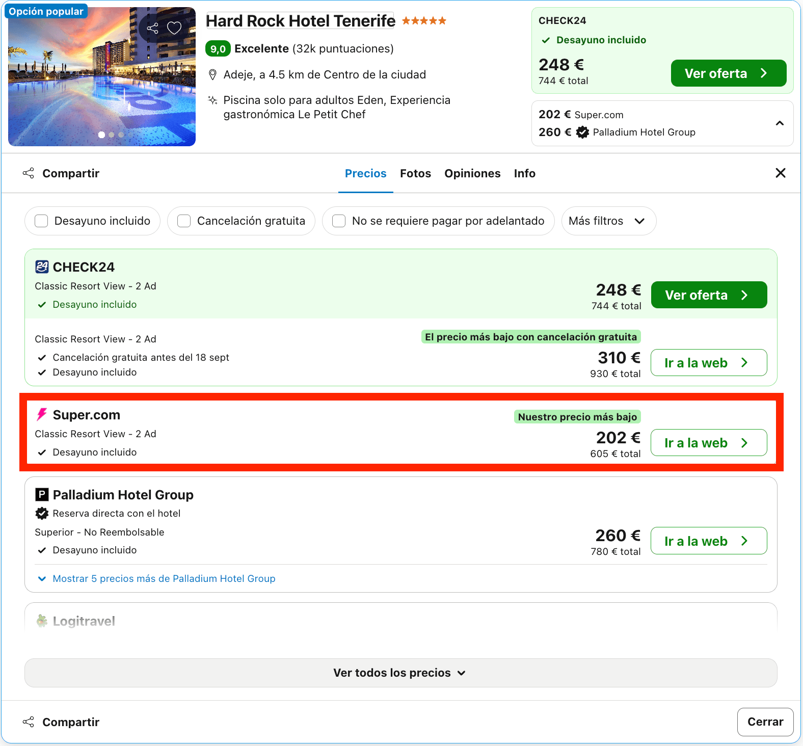 Septiembre de lujo en el Hard Rock Hotel Tenerife 5* desde 101€ p.p./noche