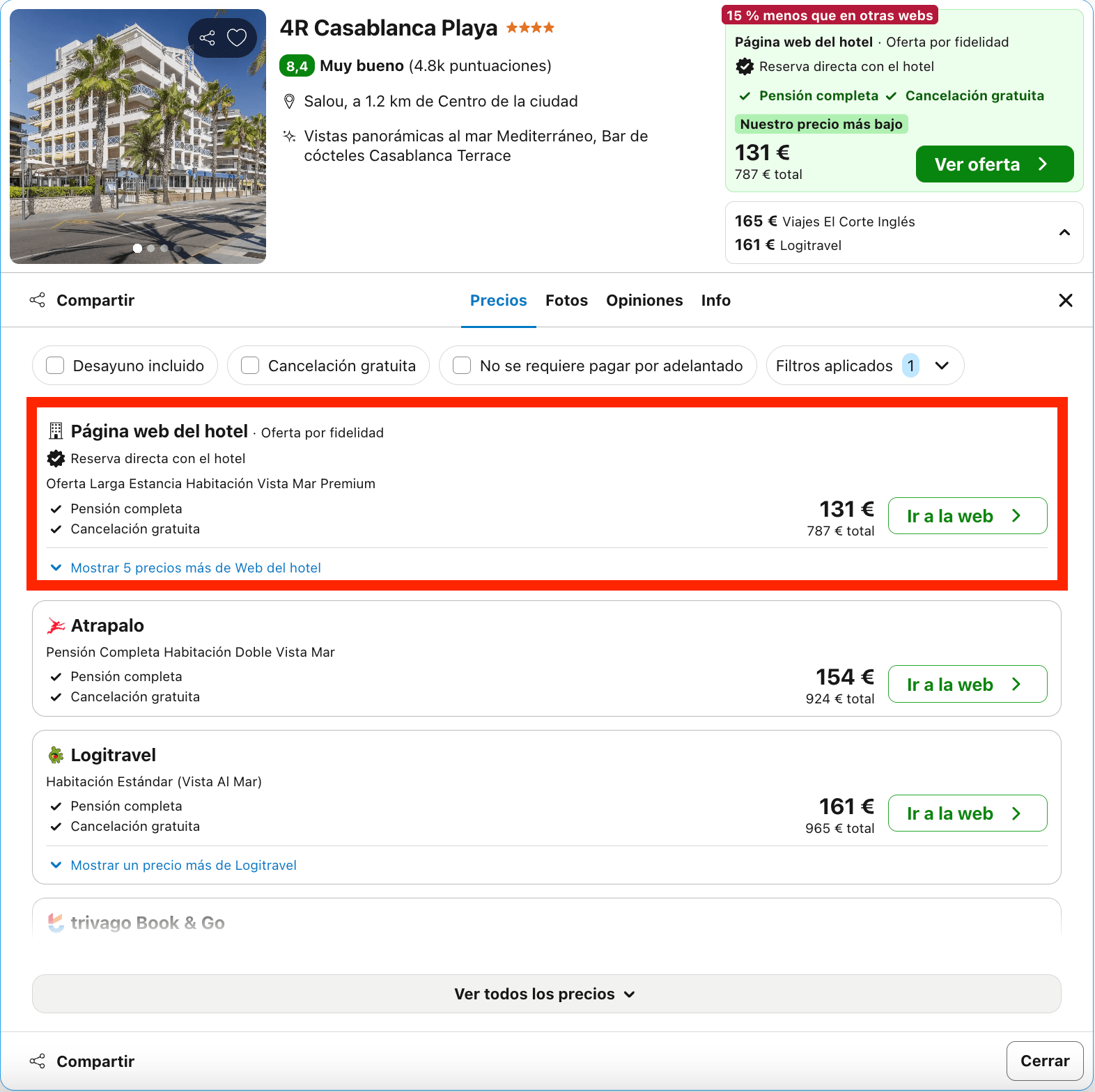 Hotel 4* en la Costa Dorada con todas las comidas incluidas desde 65€ p.p./noche