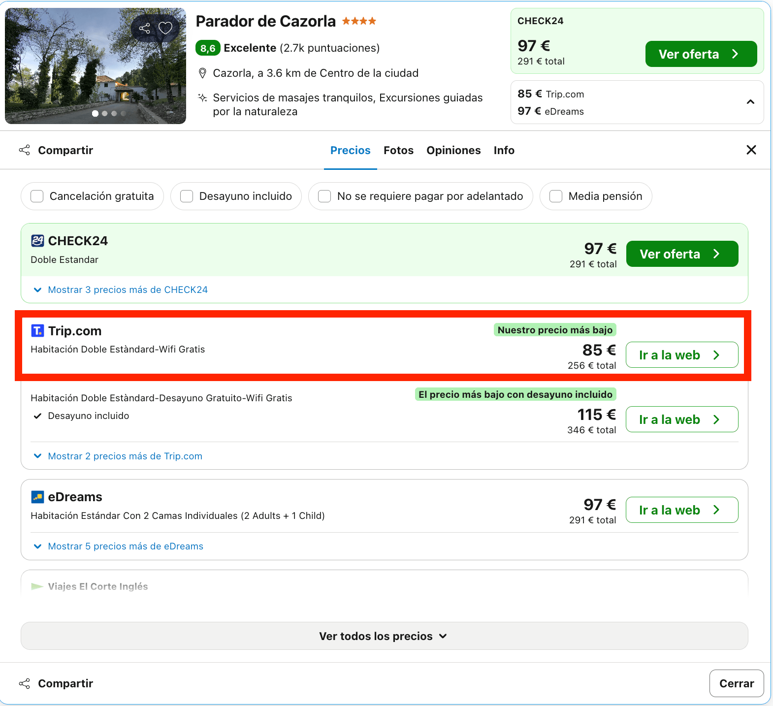 Parador en el corazón del mayor espacio natural protegido de España desde 42€ p.p./noche
