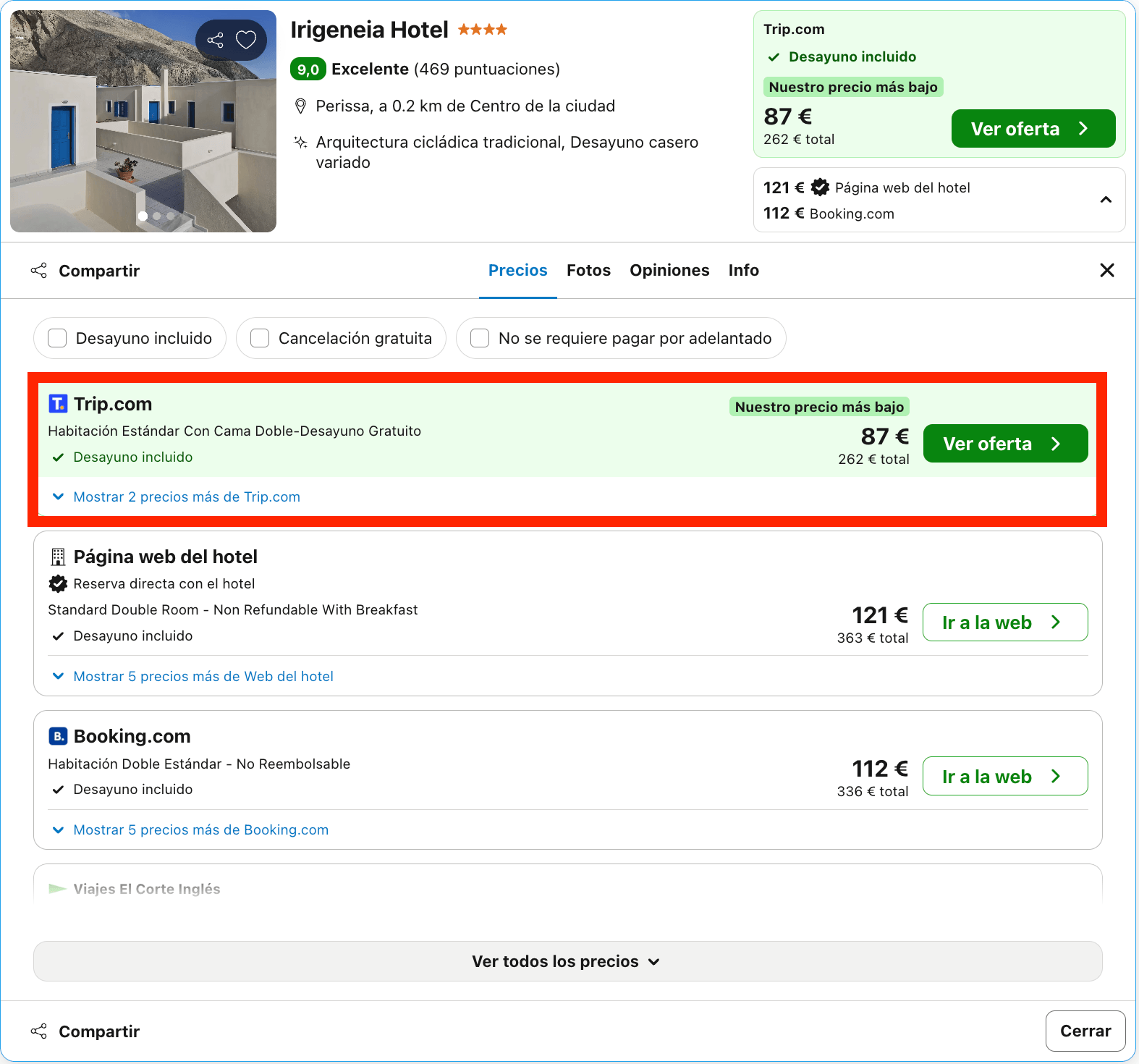 Hotel 4* en Santorini con encantadoras vistas a la montaña desde 43€ p.p./noche