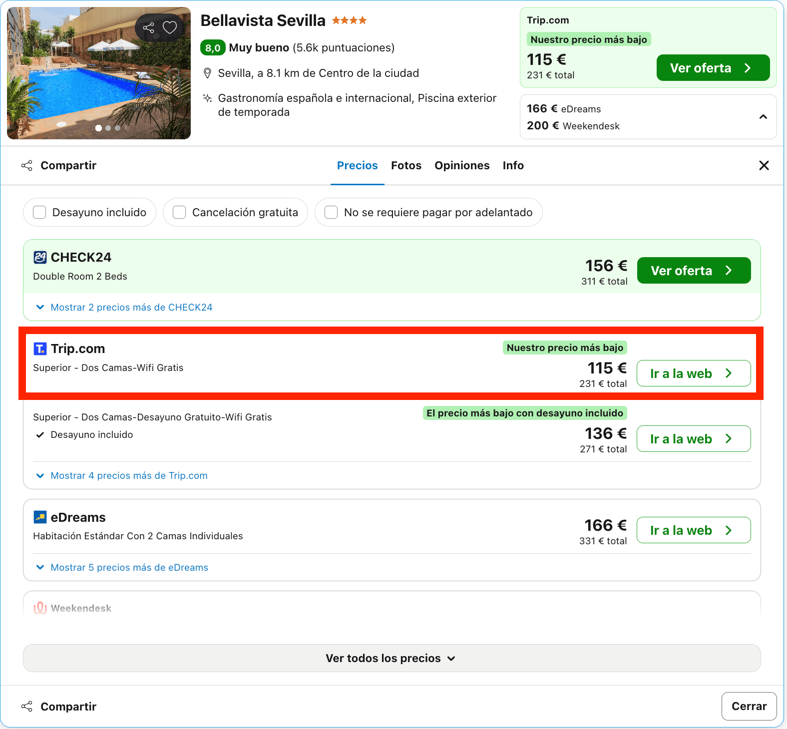 Fin de semana en Sevilla: hotel 4* con piscina desde 57€ p.p./noche