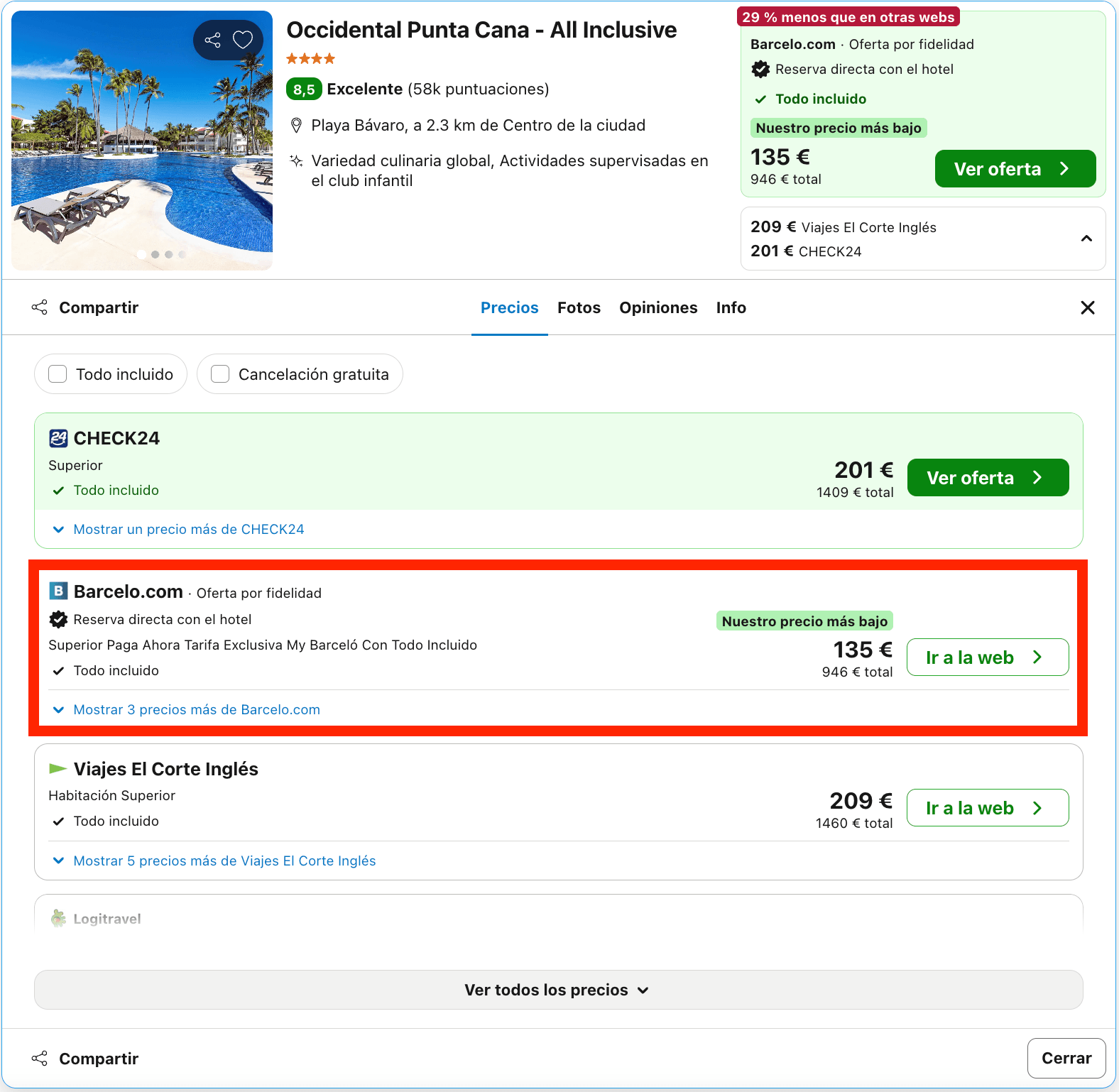 Vuelos directos a Punta Cana + 7 noches en un resort 5* by Barceló con todo incluido desde 989€ p.p.