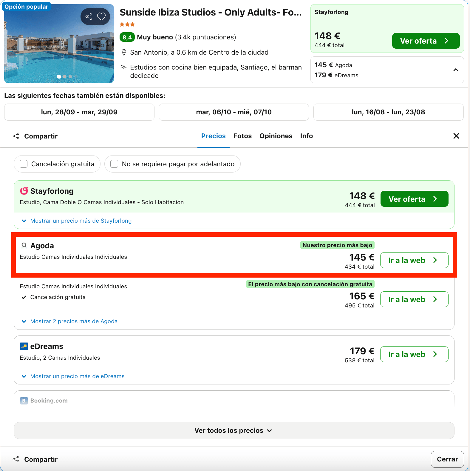 Hotel solo para adultos en una de las zonas más concurridas y populares de Ibiza desde 72€ p.p./noche
