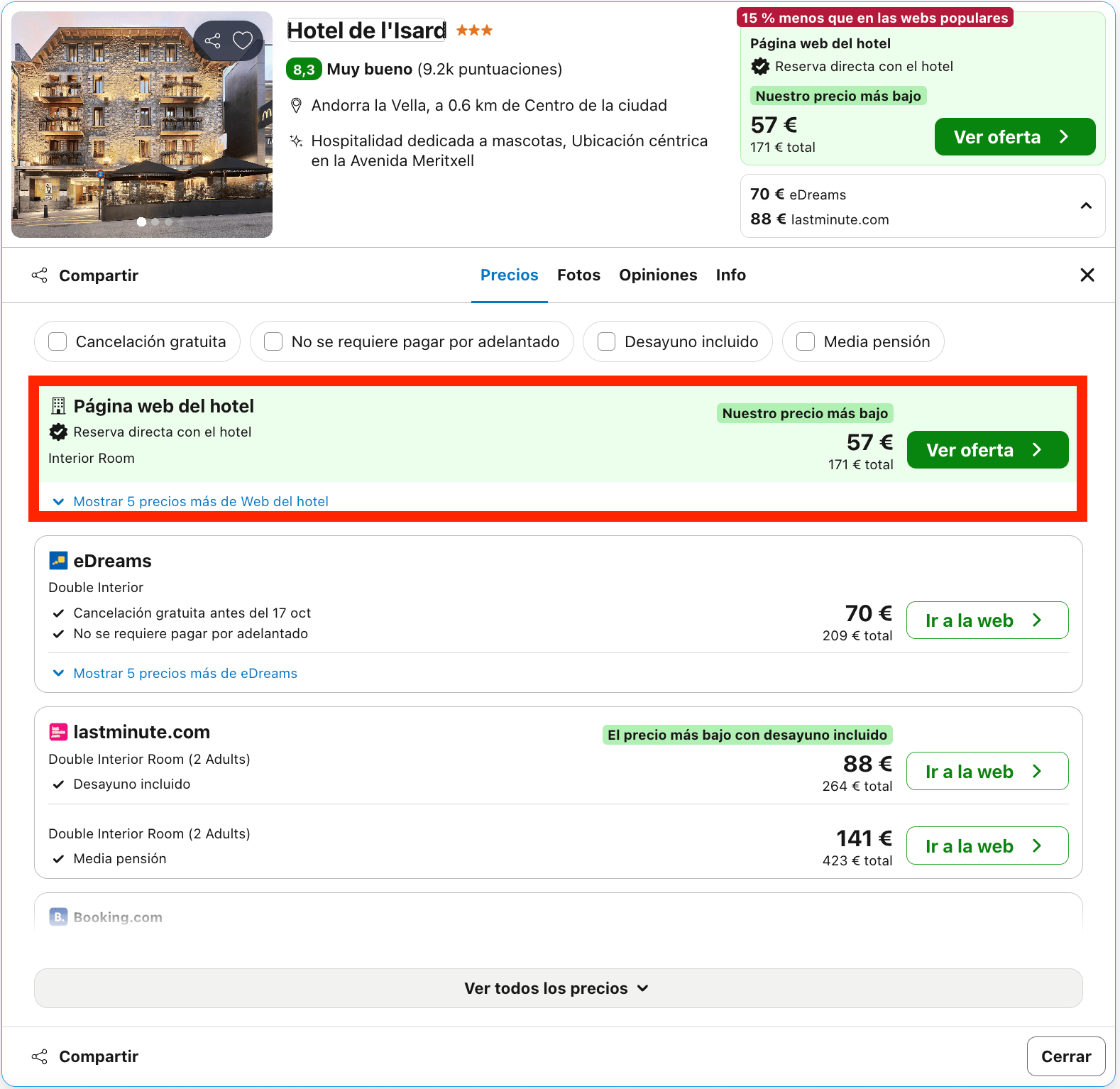 Fantástico hotel situado en pleno centro comercial de Andorra la Vella desde 28€ p.p./noche