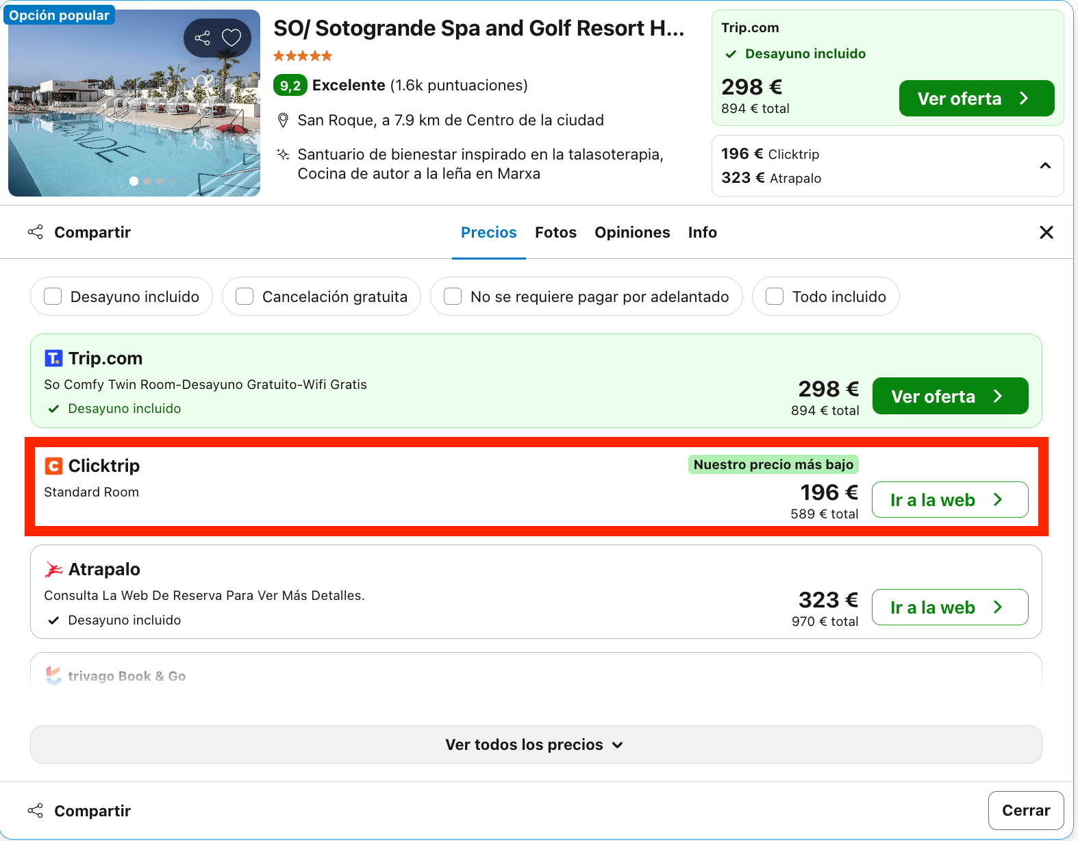 Escapada de lujo en Sotogrande: resort golf & spa 5* con desayuno por 98€ p.p./noche