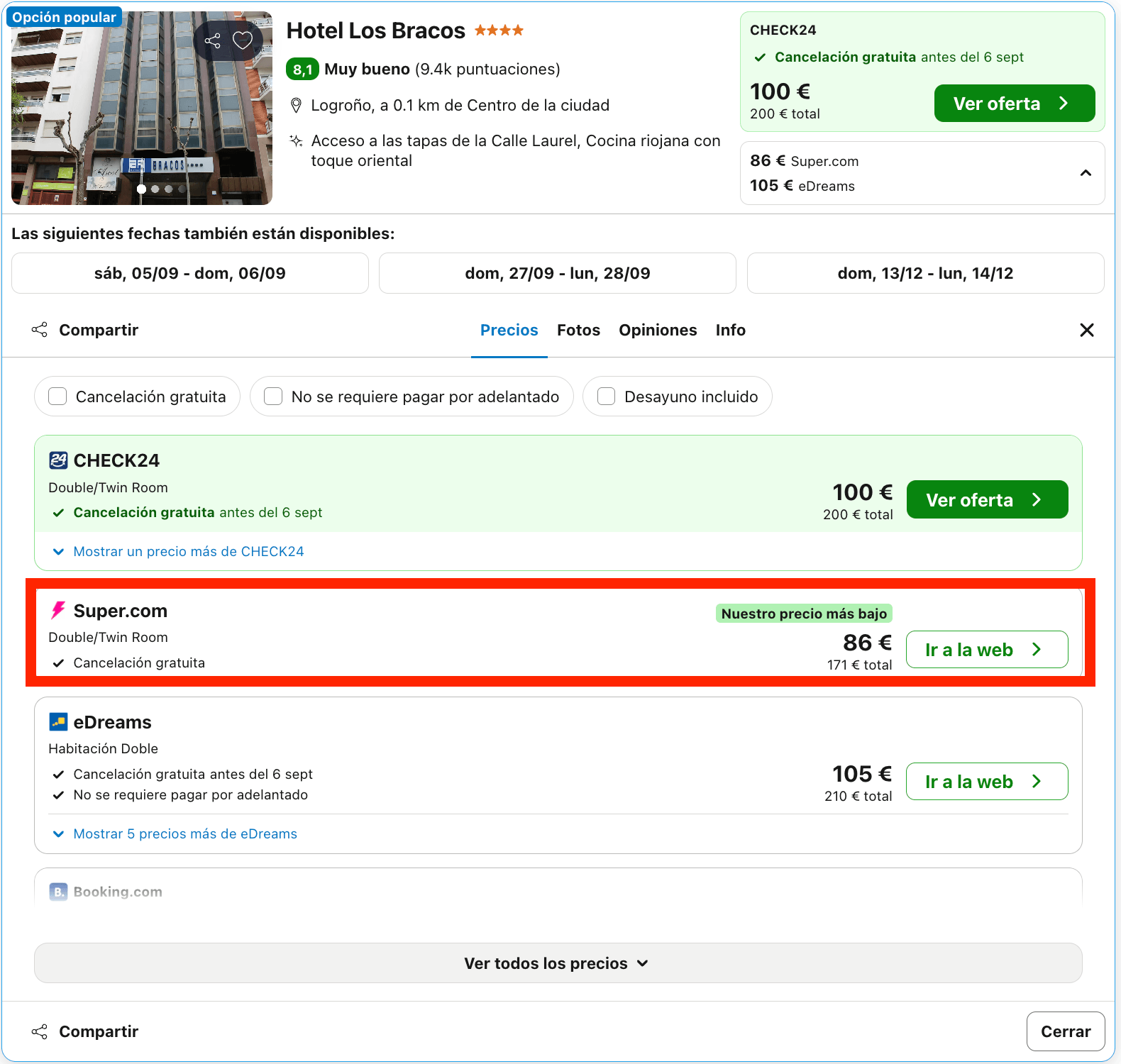 Última hora: hotel 4* en pleno casco históico de Logroño desde 43€ p.p./noche
