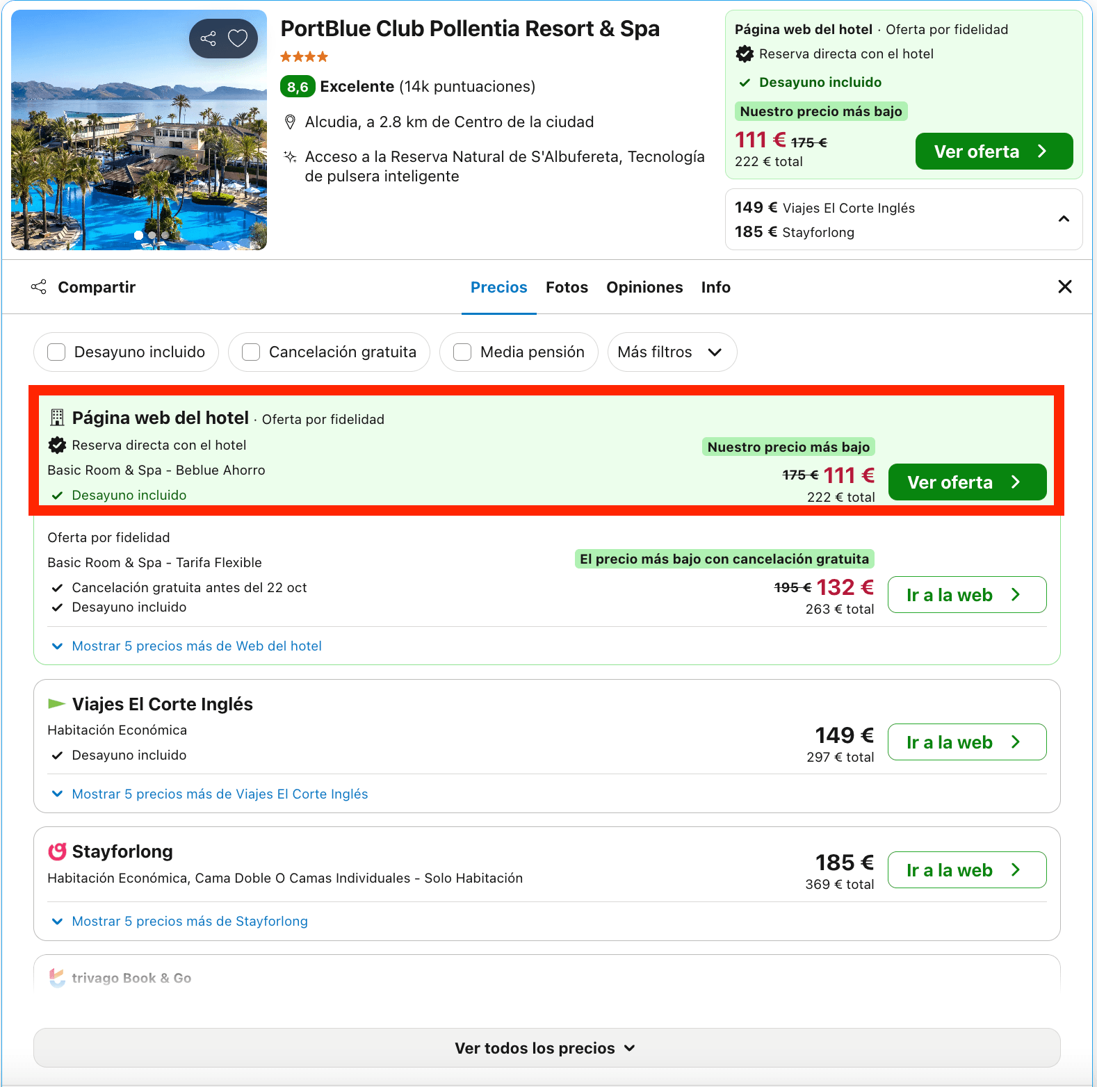 Fin de semana en un resort & spa 4* con vistas impresionantes de la bahía de Pollensa desde 55€ p.p./noche