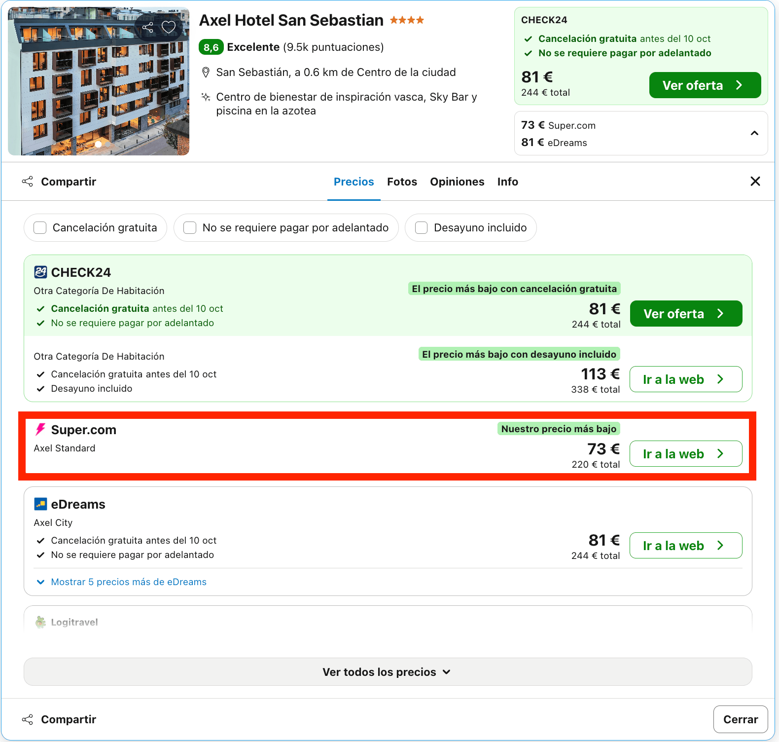 Impresionante hotel 4* solo para adultos en Donostia-San Sebastián desde 36€ p.p./noche