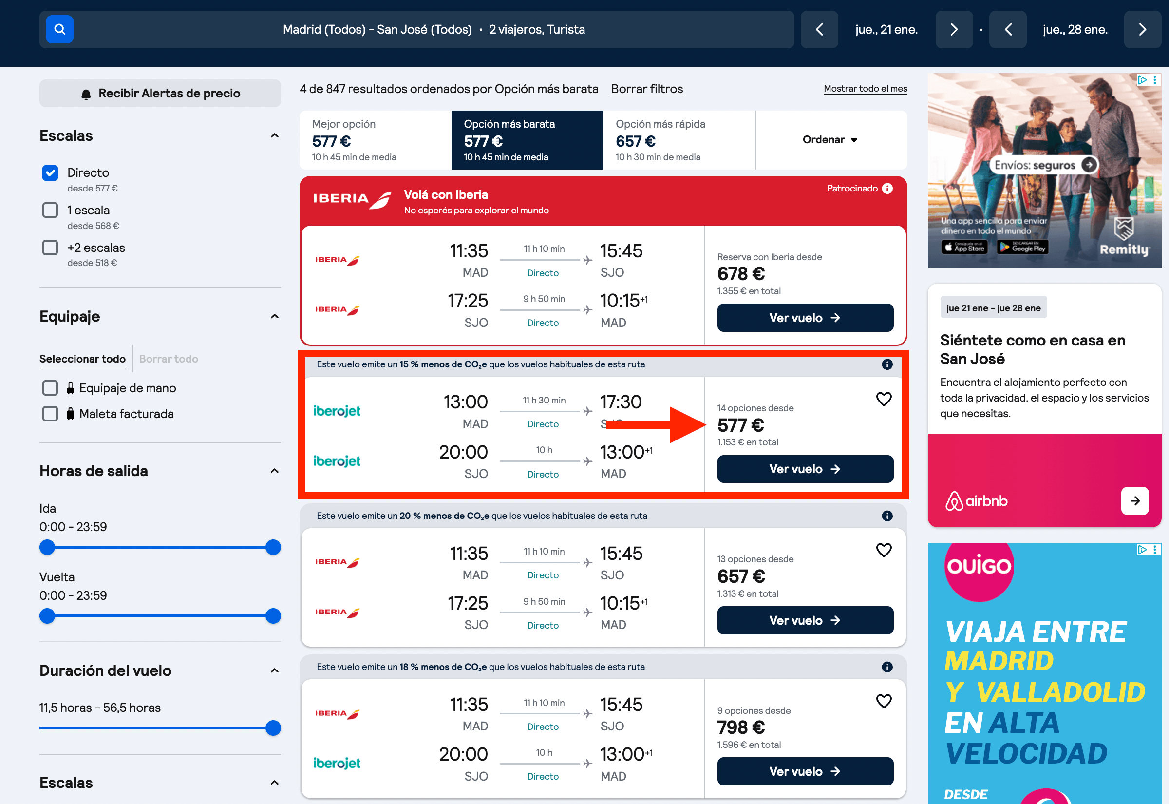 Vuelos directos a Costa Rica desde 577€ ida y vuelta