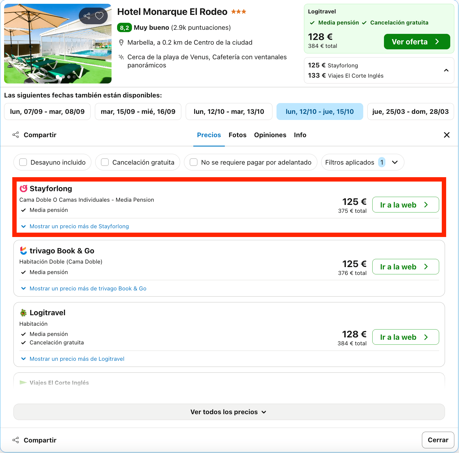 Hotel en Marbella cerca de la playa con media pensión desde 62€ p.p./noche