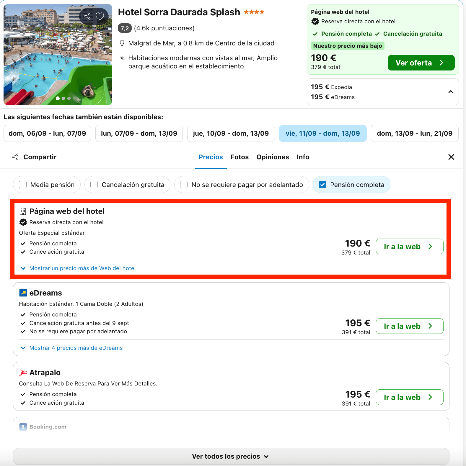 Hotel 4* en la Costa Brava con parque acuático y todas las comidas incluidas desde 95€ p.p./noche