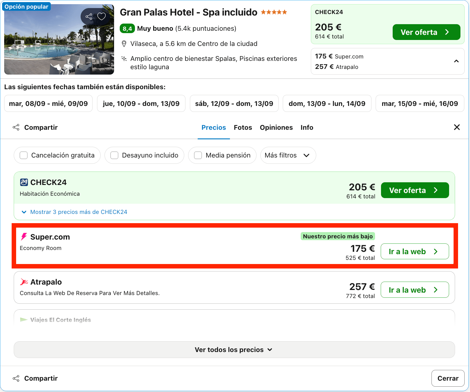 Septiembre de lujo en la Costa Dorada: hotel 5* con spa desde 87€ p.p./noche