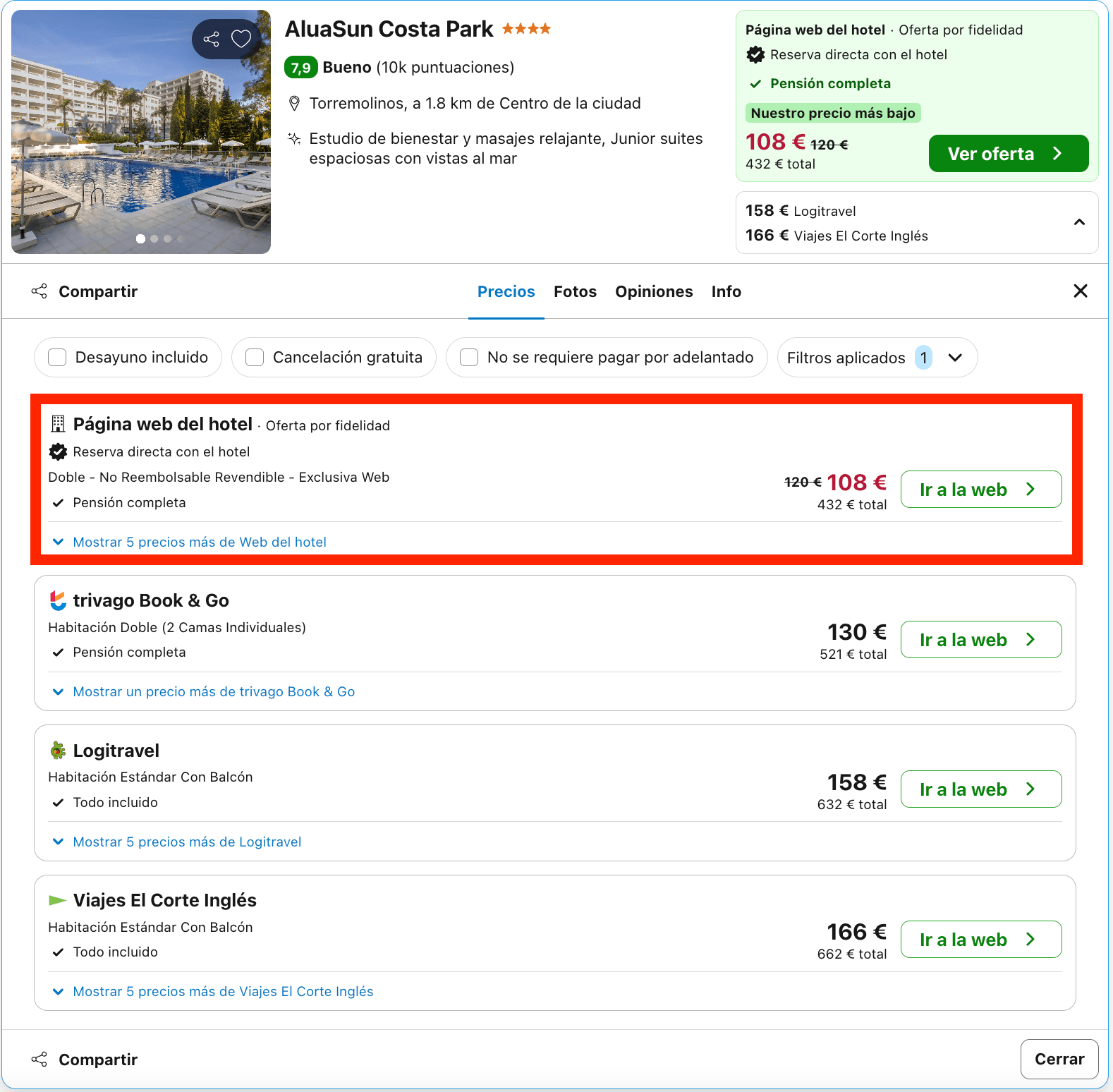 Octubre en Torremolinos: hotel 4* con todas las comidas incluidas desde 54€ p.p./noche