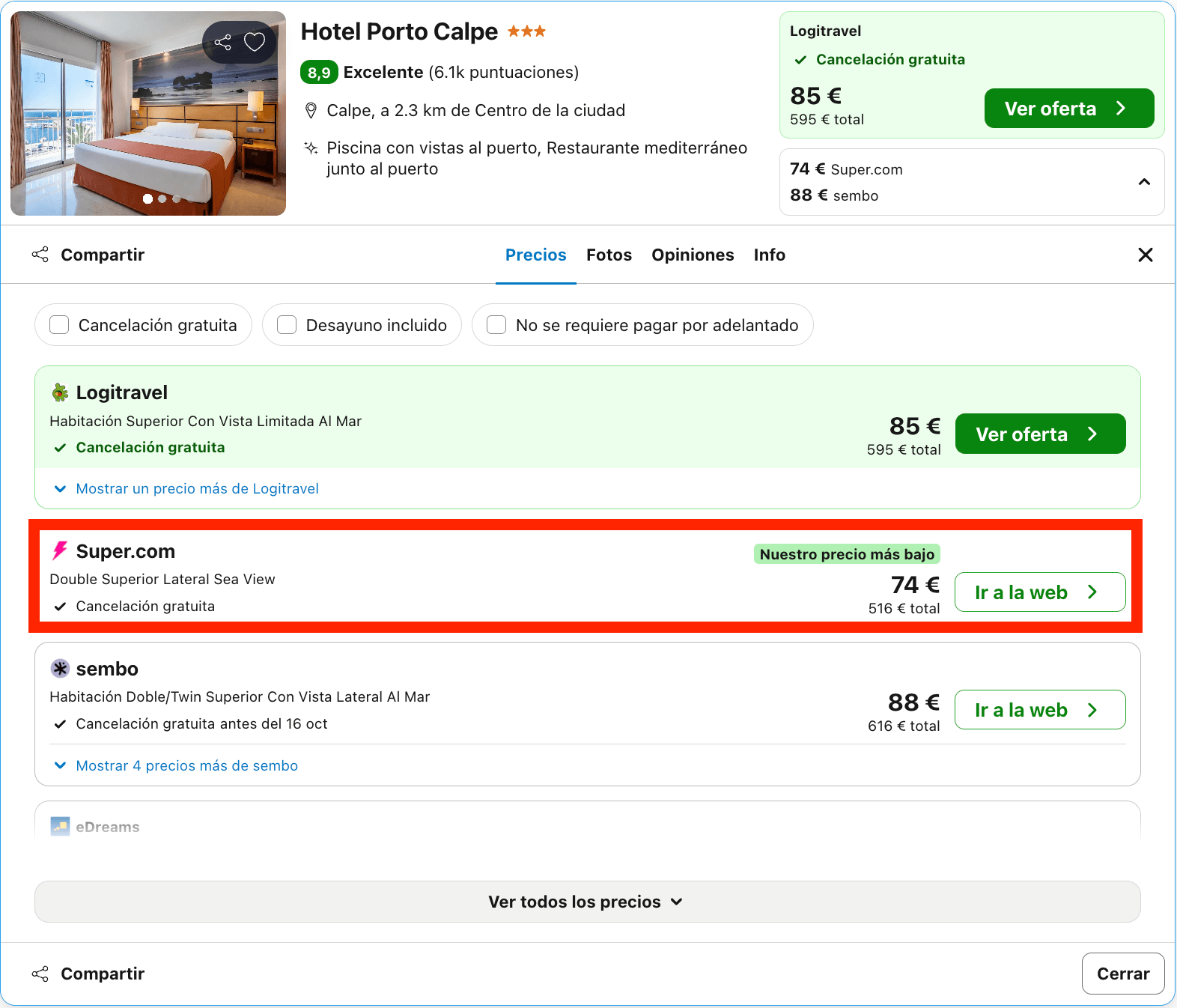 Vacaciones en Calpe: 7 noches en un hotel frente al mar desde 258€ p.p.