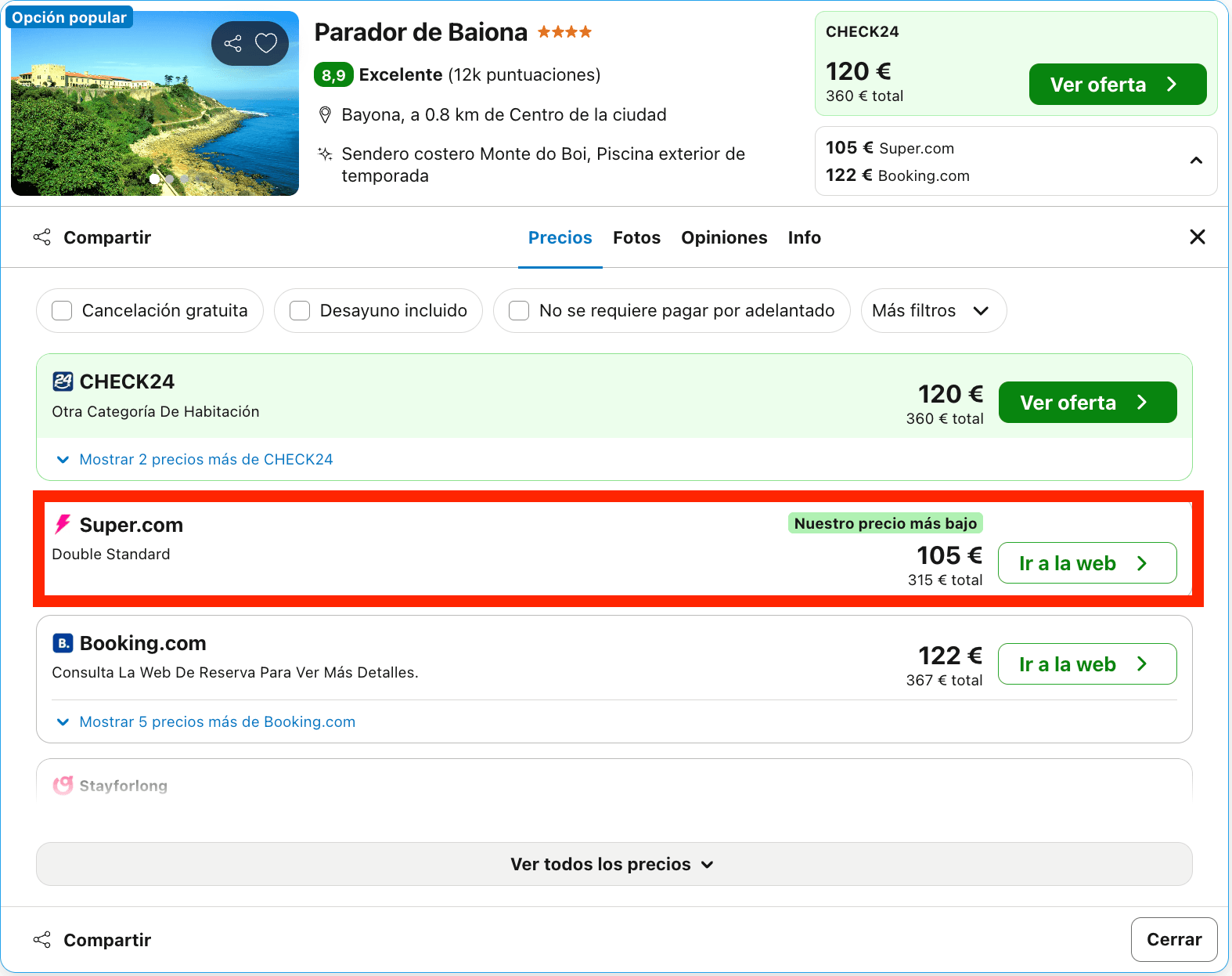 Parador ubicado en una fortaleza medieval con vistas a las Rías Baixas desde 52€ p.p./noche
