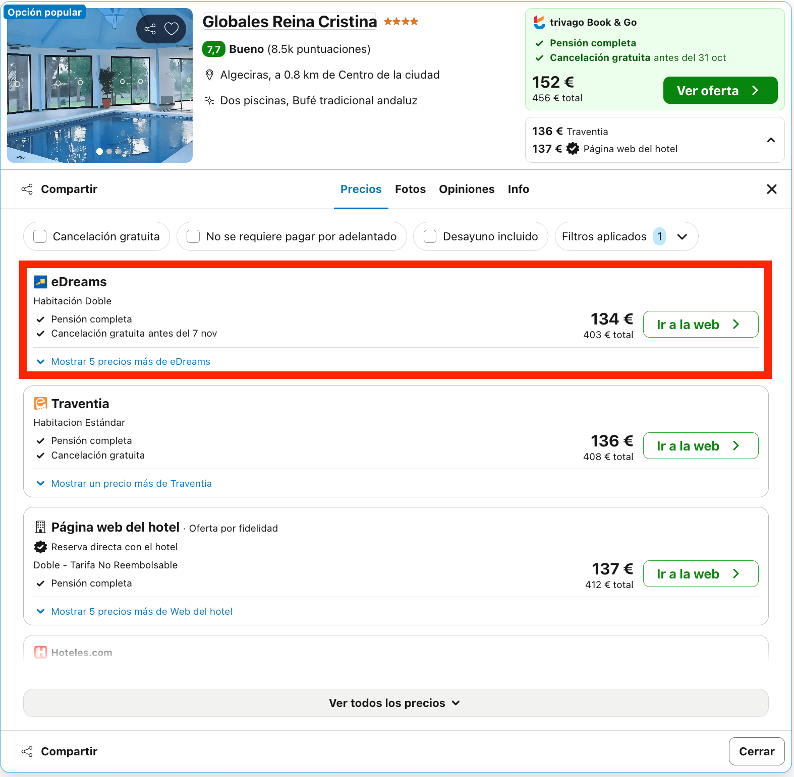 Escapada en Algeciras: hotel 4* con estilo propio y todas las comidas incluidas desde 67€ p.p./noche