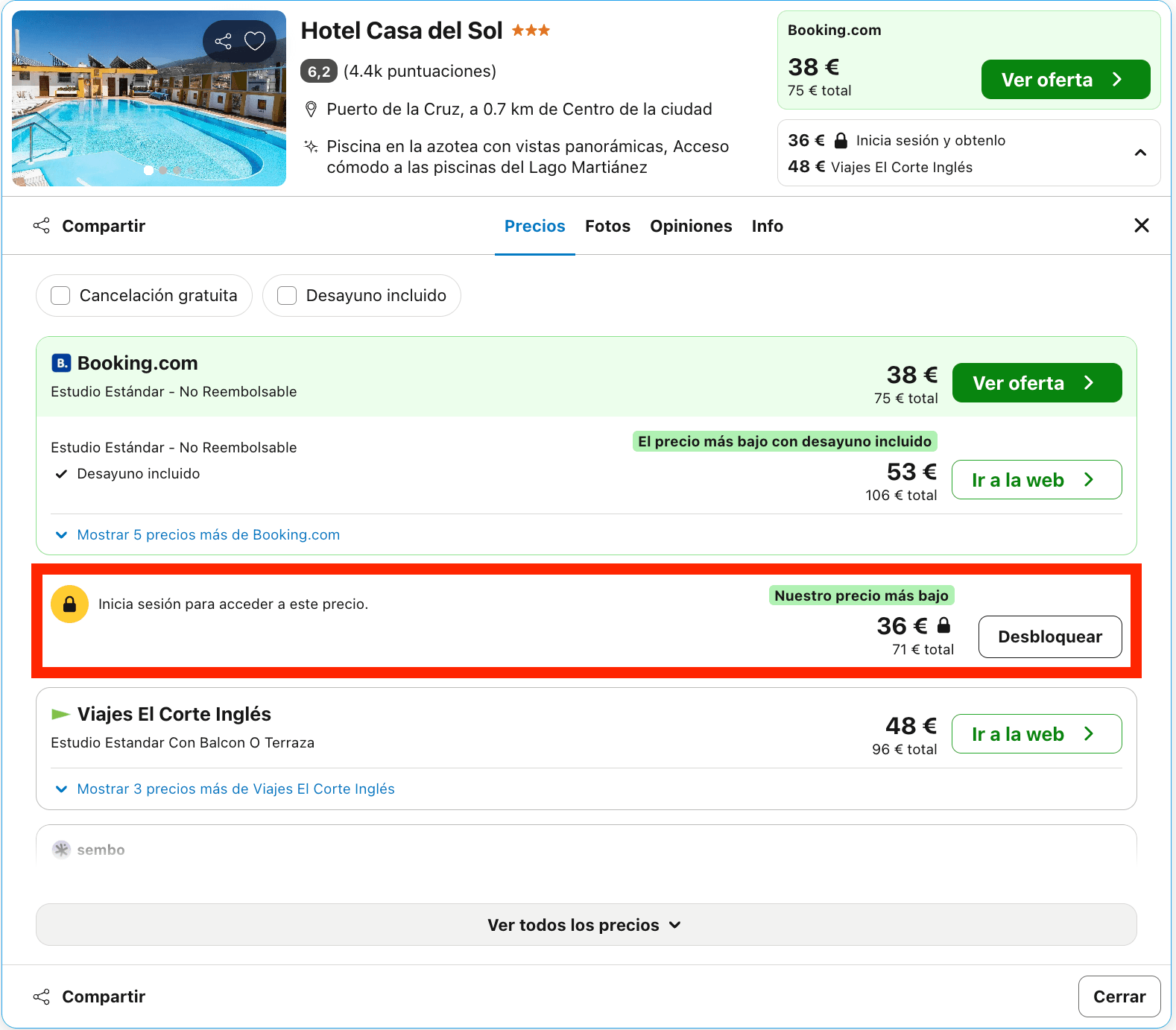 Escapada de última hora a Puerto de la Cruz: hotel con vistas al Teide desde 18€ p.p./noche