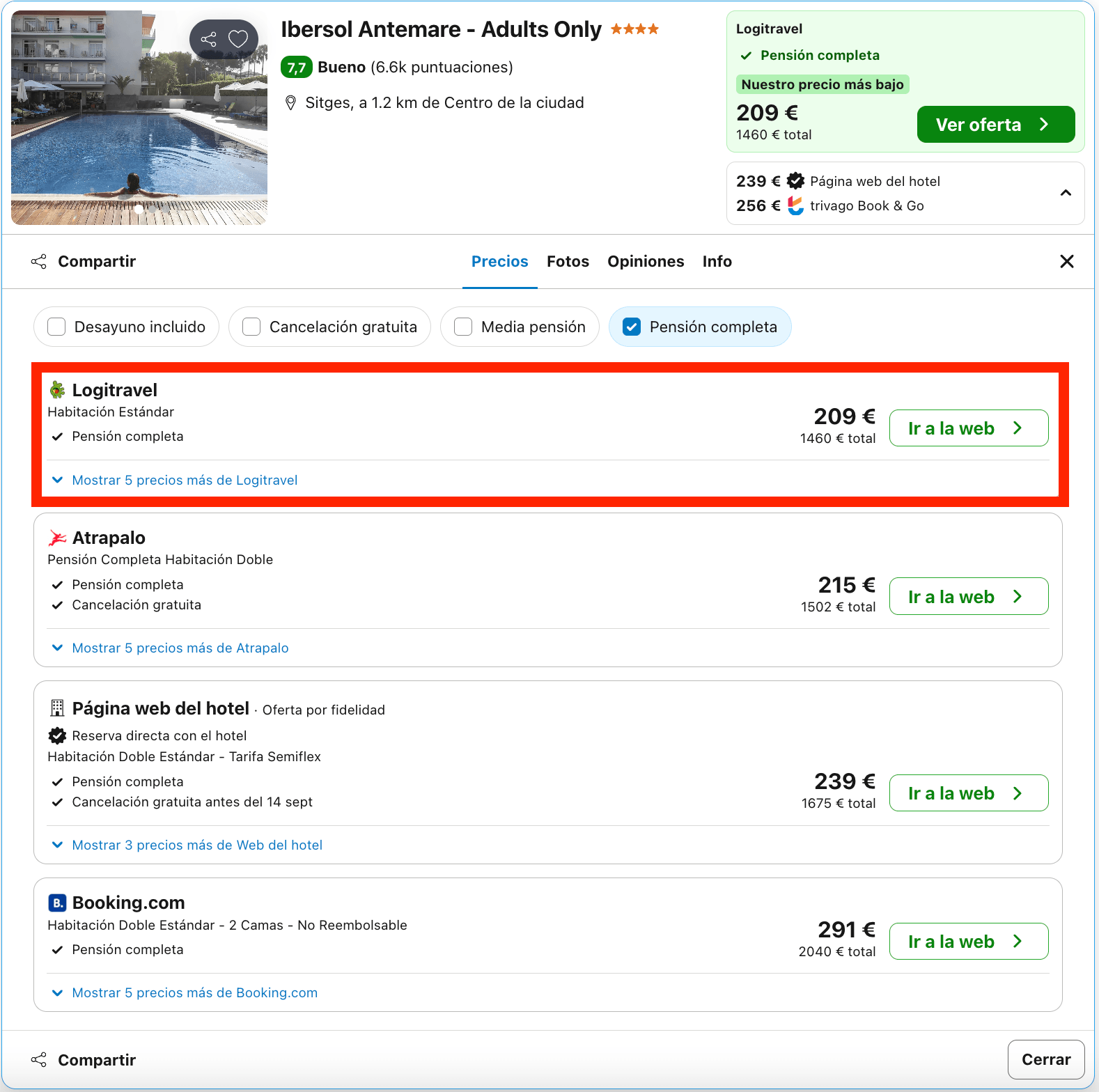 Vacaciones en Sitges: 7 noches en un hotel 4* con pensión completa desde 730€ p.p.