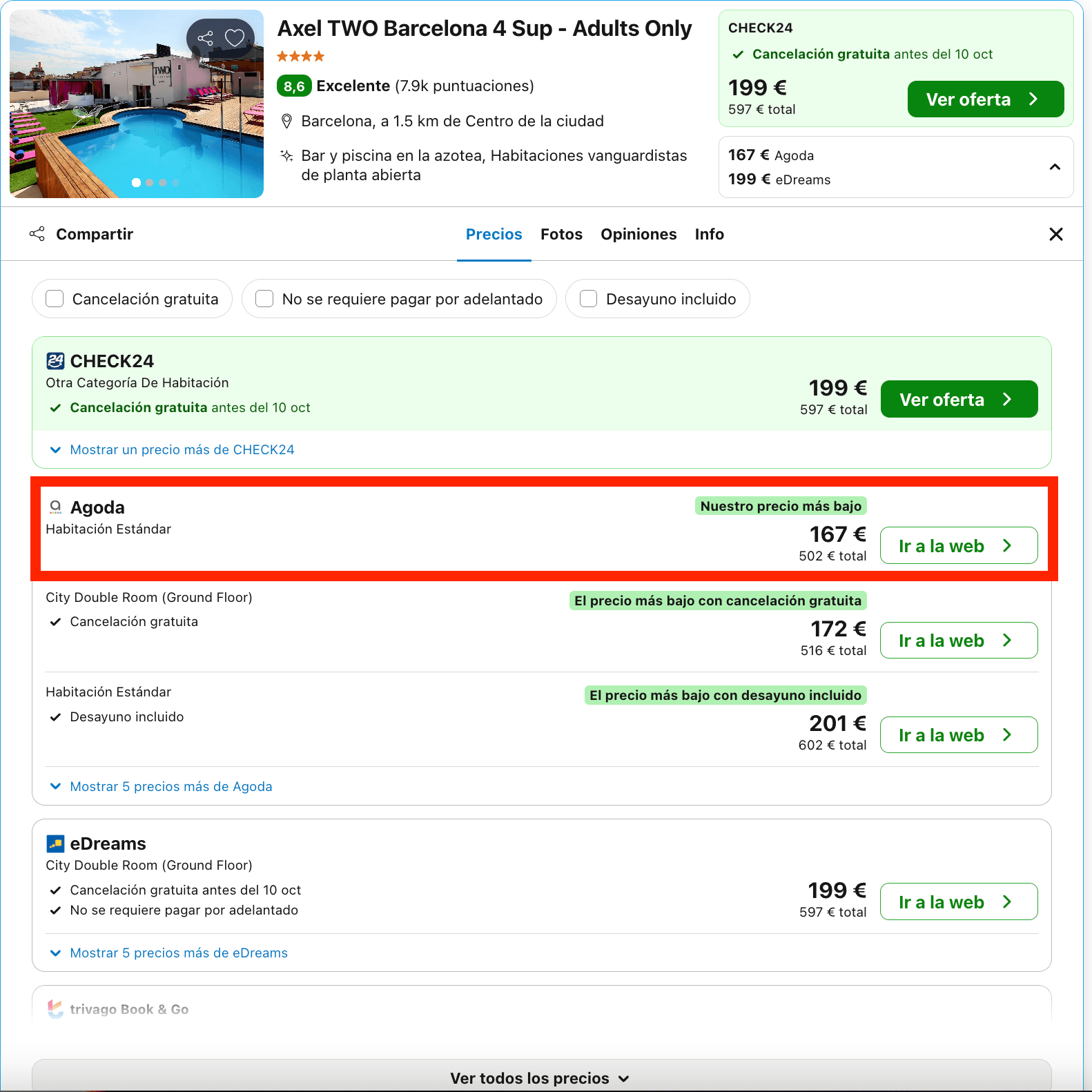 Exclusivo hotel 4* superior de diseño solo para adultos en Barcelona desde 83€ p.p./noche