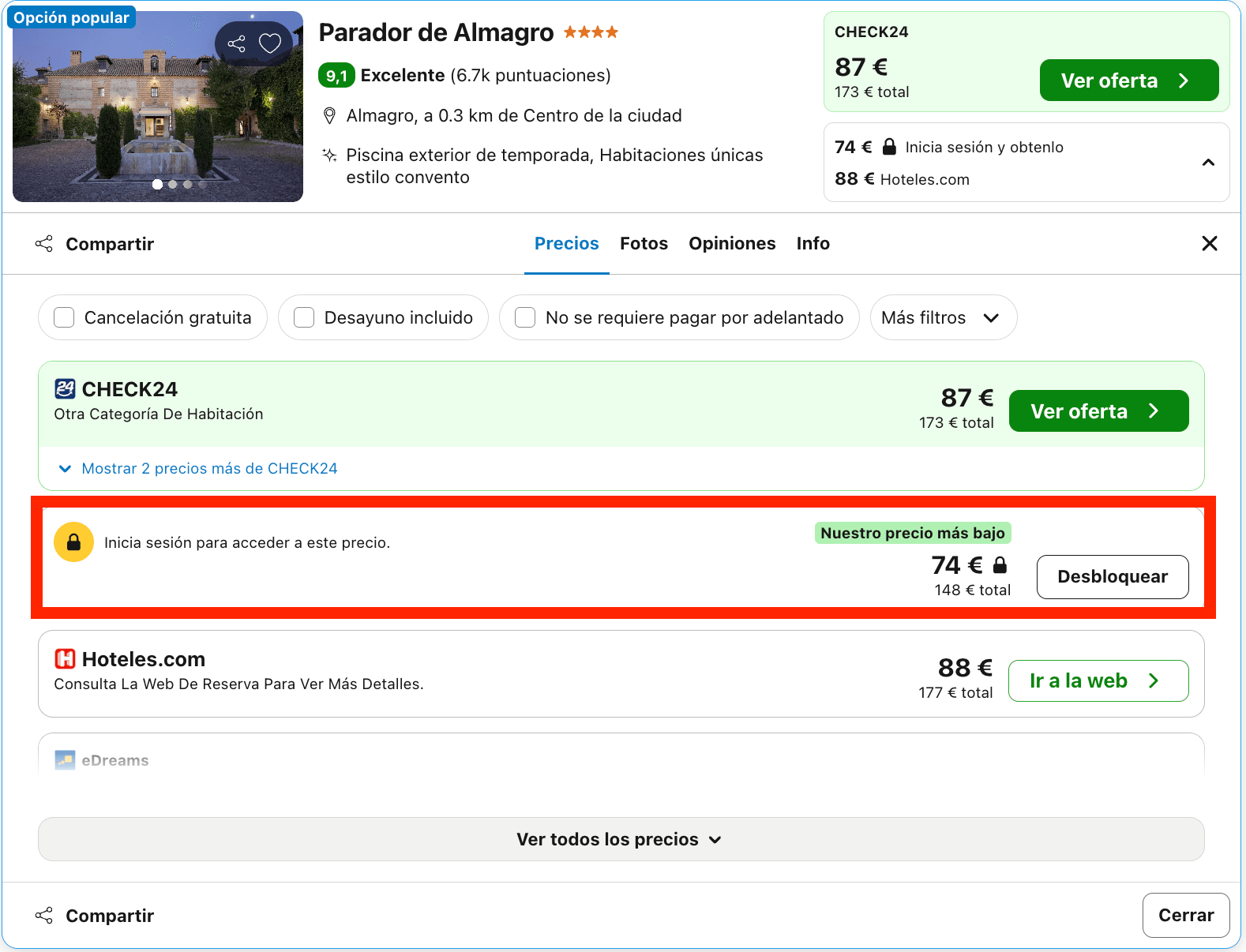 Parador en un antiguo convento del siglo XVI convertido en un hotel con encanto desde 37€ p.p./noche