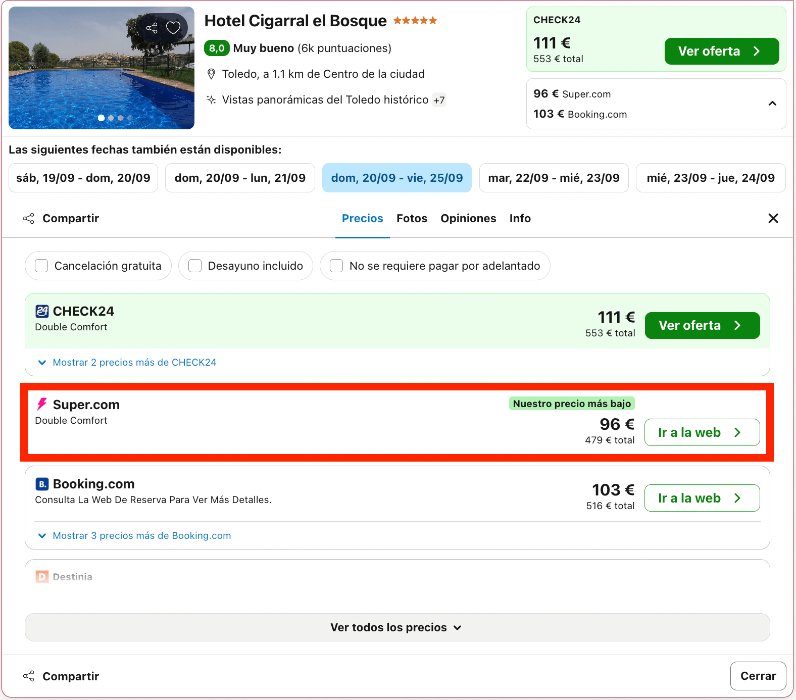 Escapada de lujo a Toledo: emblemático hotel 5* con piscina desde 48€ p.p./noche