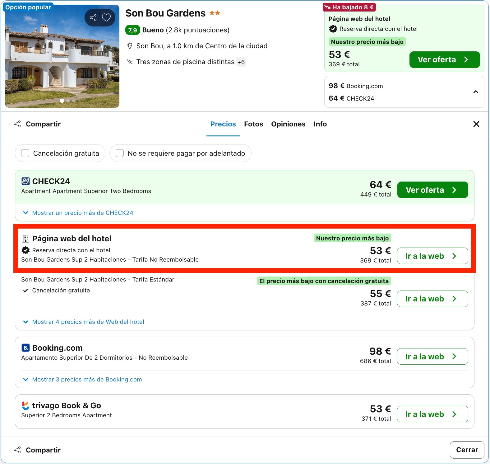 Vacaciones en Menorca: 7 noches en un aparthotel con vistas al mar desde 184€ p.p.