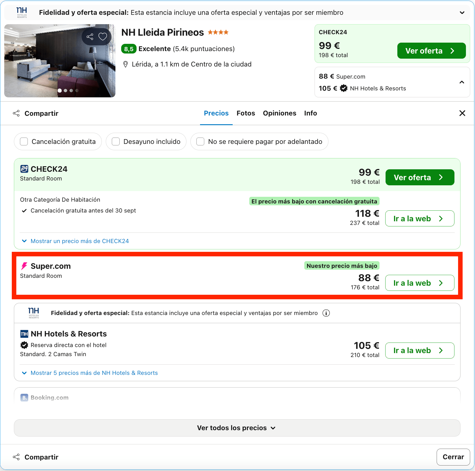 Fin de semana en Lleida: hotel NH 4* desde 44€ p.p./noche