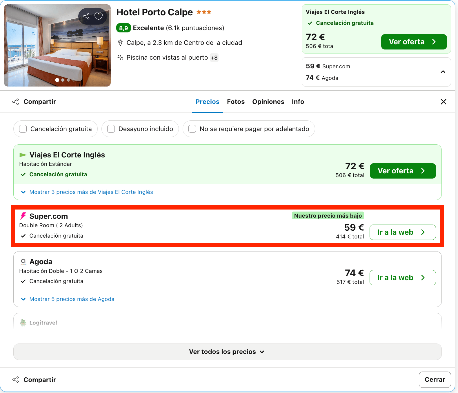 Vacaciones en Calpe: 7 noches en un hotel frente al mar desde 207€ p.p.