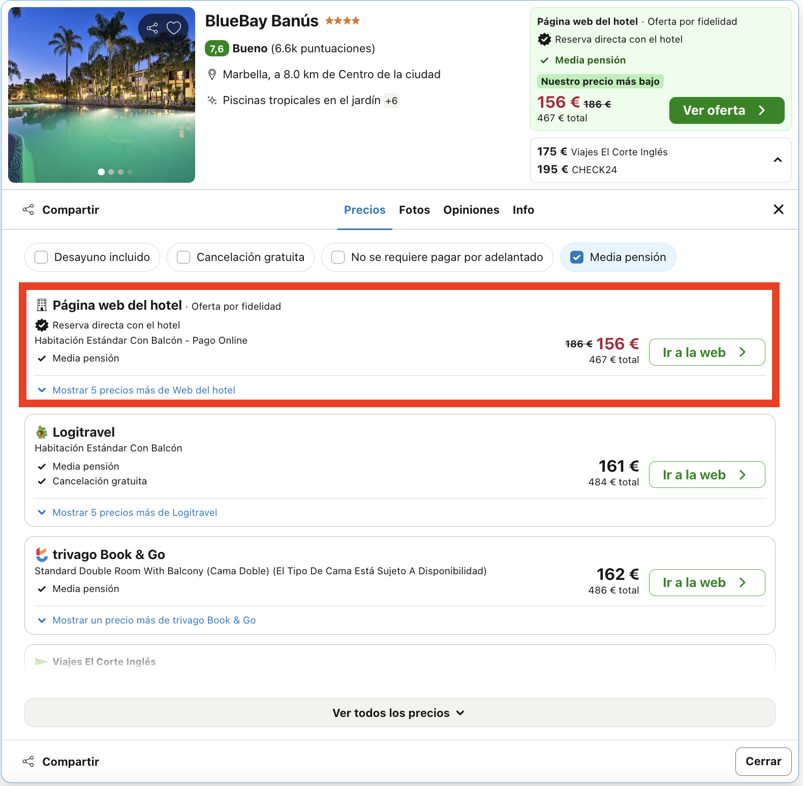 Hotel 4* en Marbella con parque acuático y media pensión desde 78€ p.p./noche