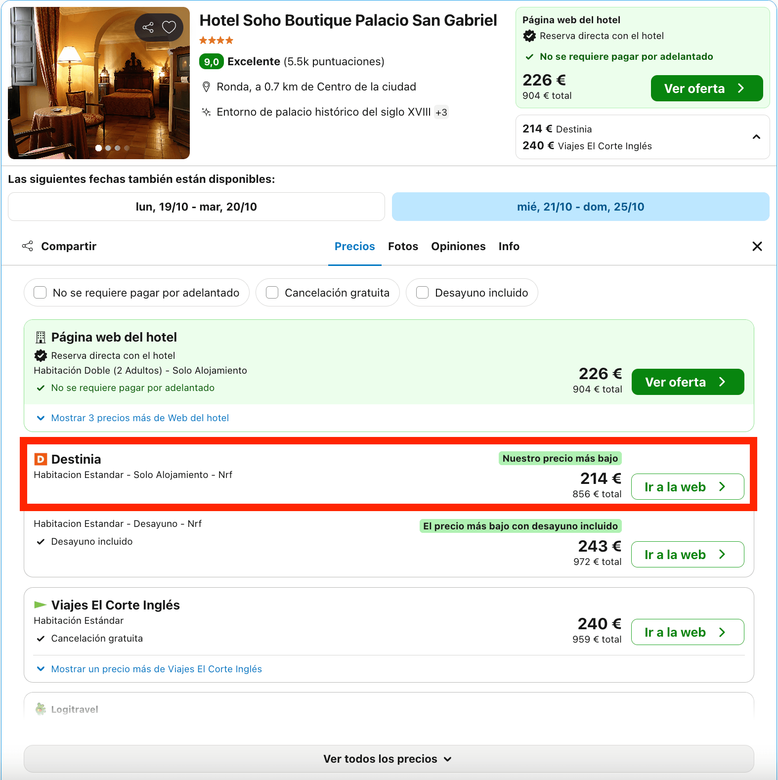 Última hora: hotel Soho Boutique 4* en Ronda desde 107€ p.p./noche