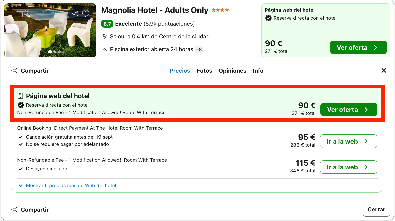 Escapada solo para adultos: exclusivo hotel 4* en Salou desde 45€ p.p./noche