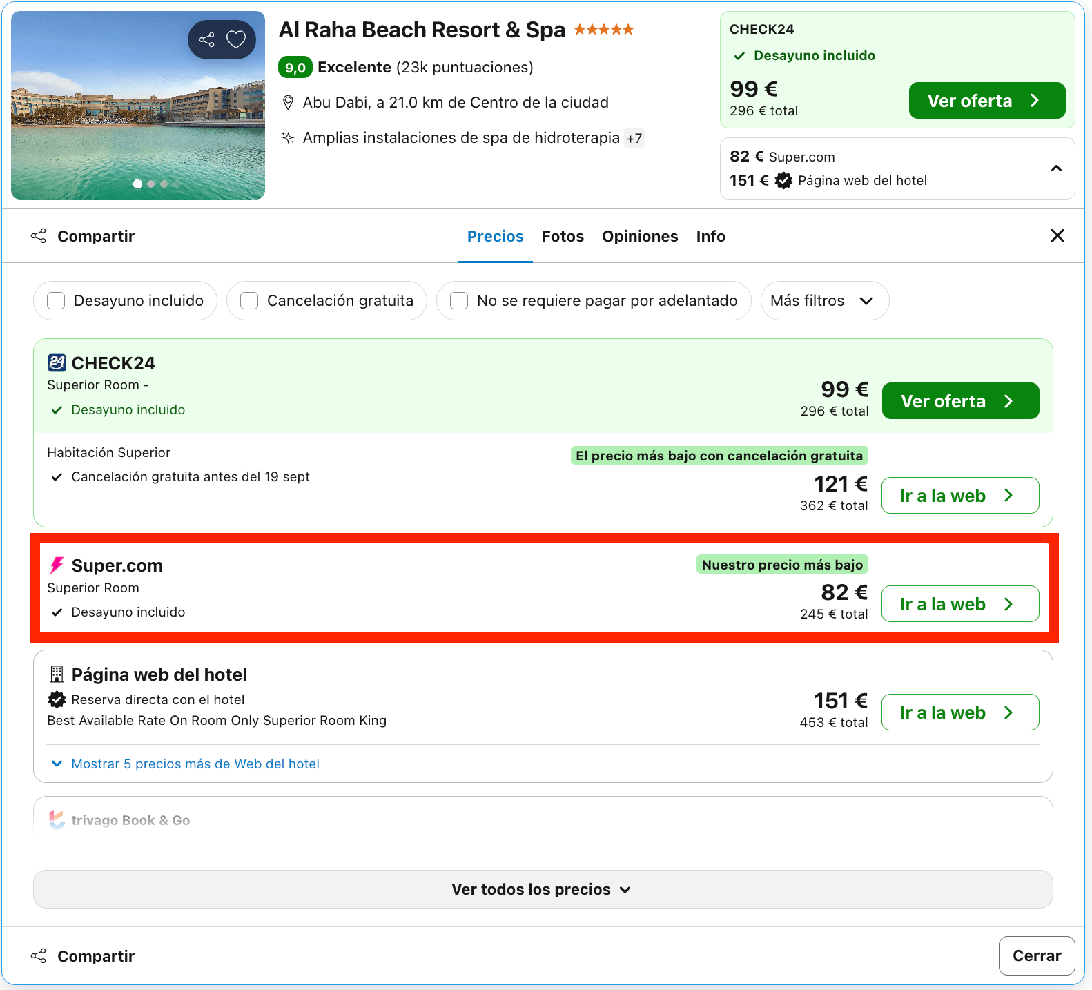 Impresionante resort & spa 5* en Abu Dhabi desde 41€ p.p./noche