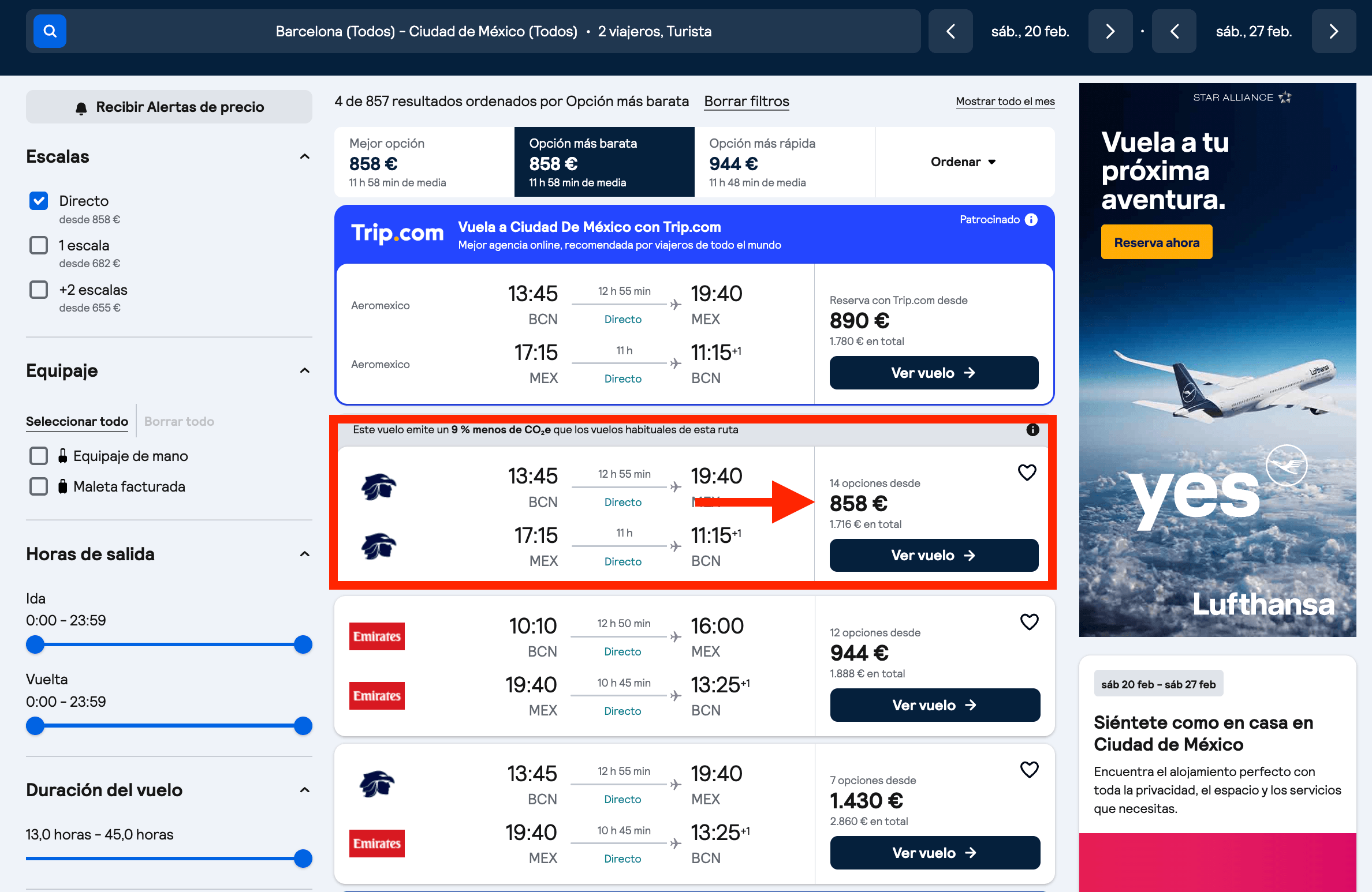 Vuelos directos a Ciudad de México desde 858€ ida y vuelta