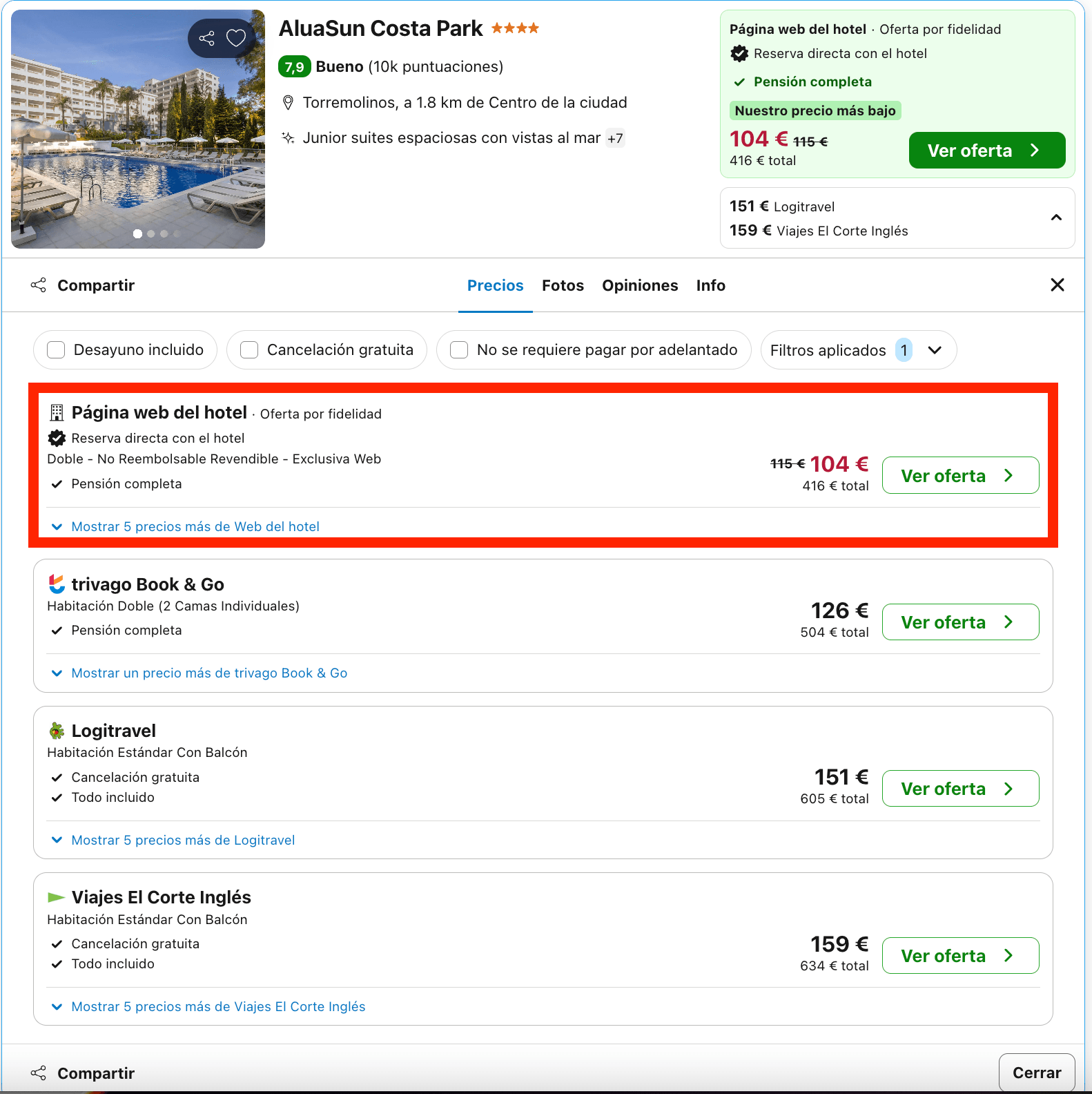 Octubre en Torremolinos: hotel 4* con todas las comidas incluidas desde 52€ p.p./noche