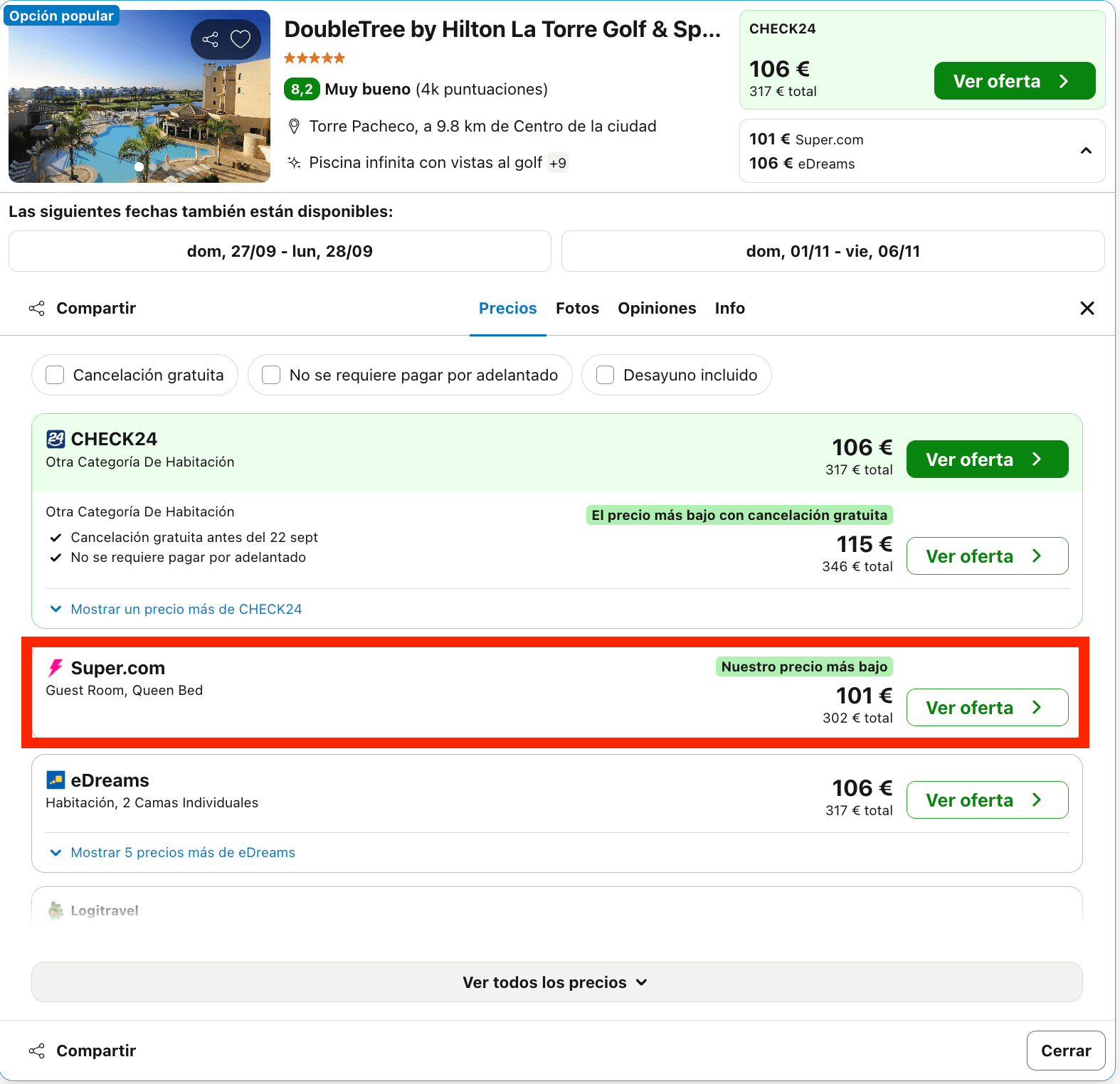Fin de verano de lujo en un resort 5* by Hilton desde 50€ p.p./noche